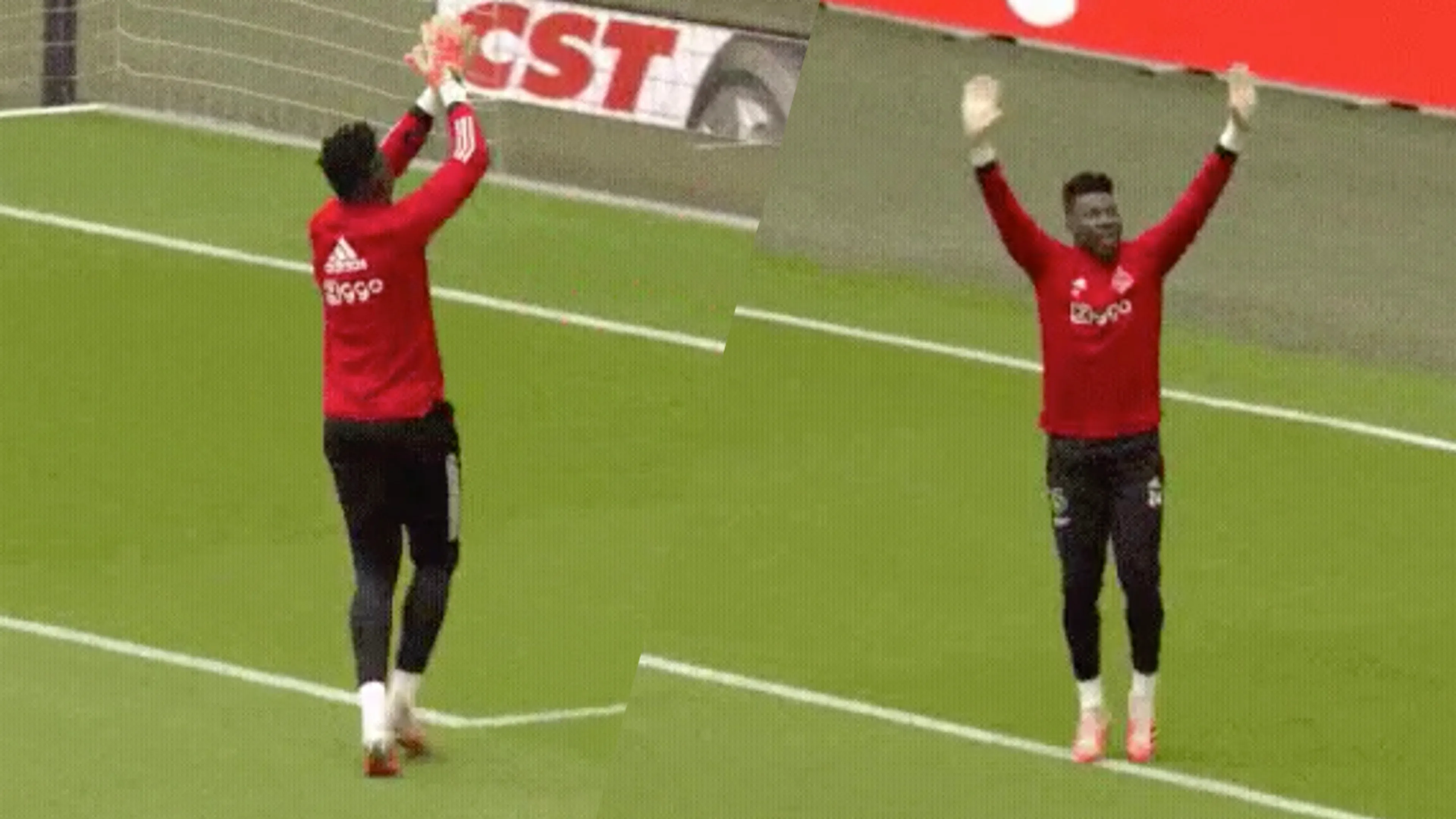 HAHA! Onana klapt en zwaait naar tribunes in lege Arena