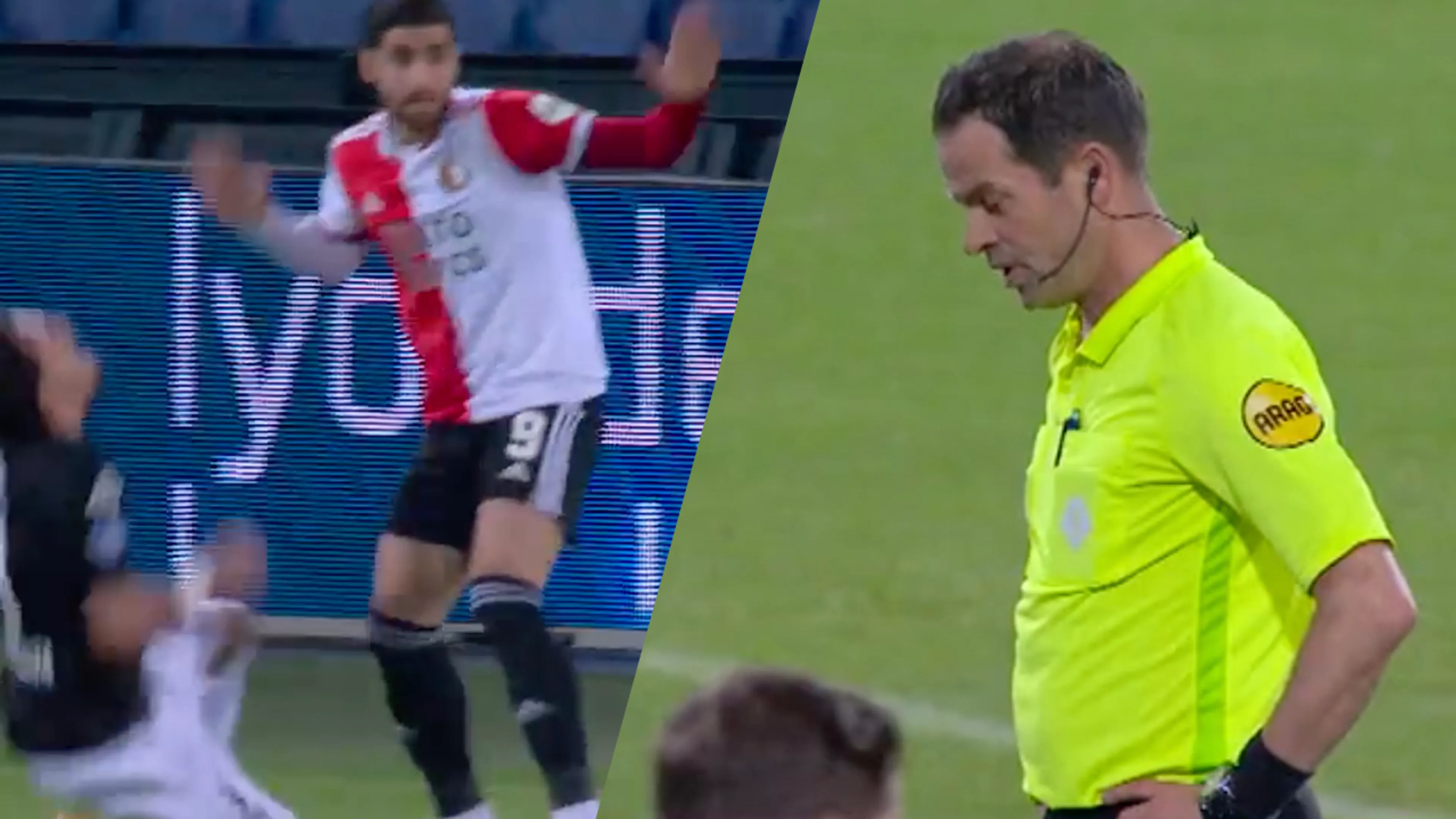 VIDEO: Nijhuis keurt met zichtbare tegenzin doelpunt van Feyenoord af