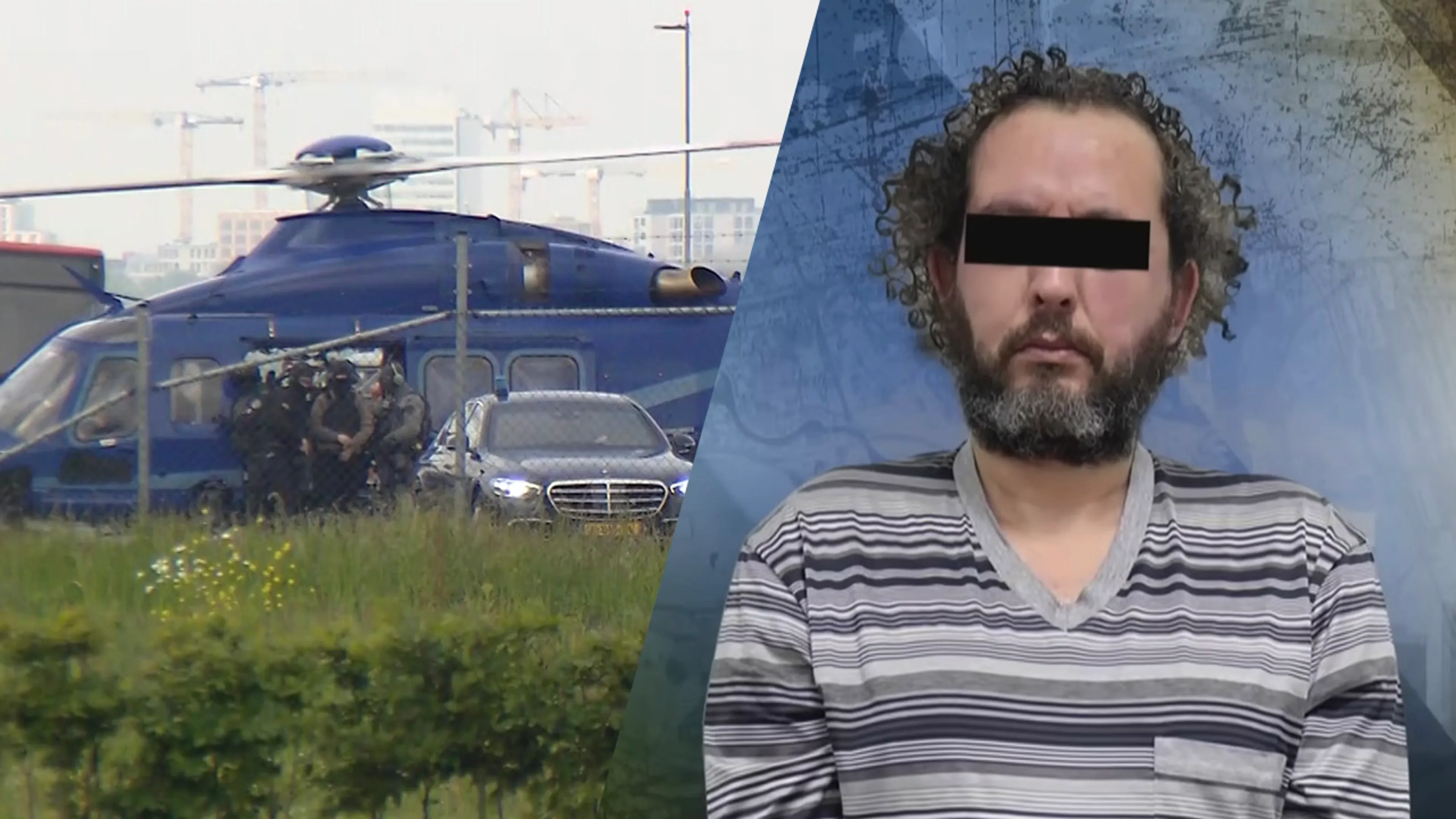 Video: Ridouan Taghi arriveert per helikopter op Schiphol voor hoger beroep Marengo-proces