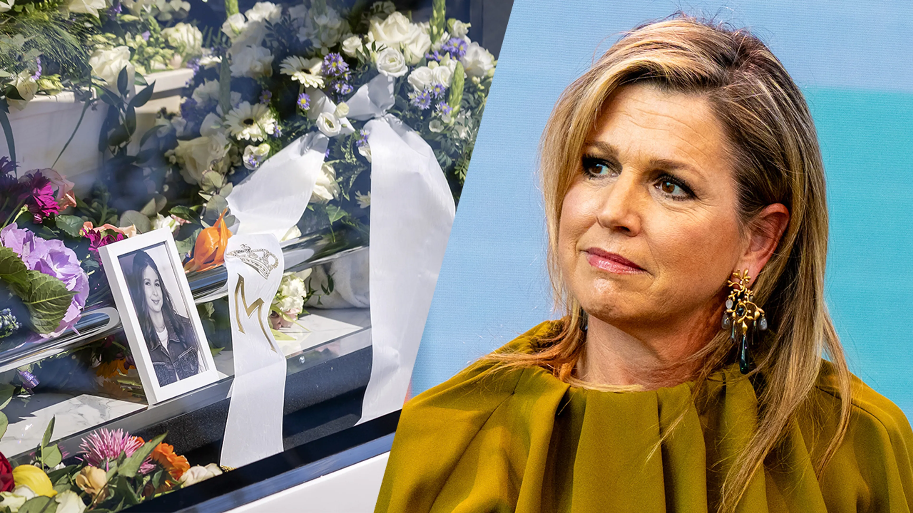 Boeket van koningin Máxima op kist van overleden Jade Kops