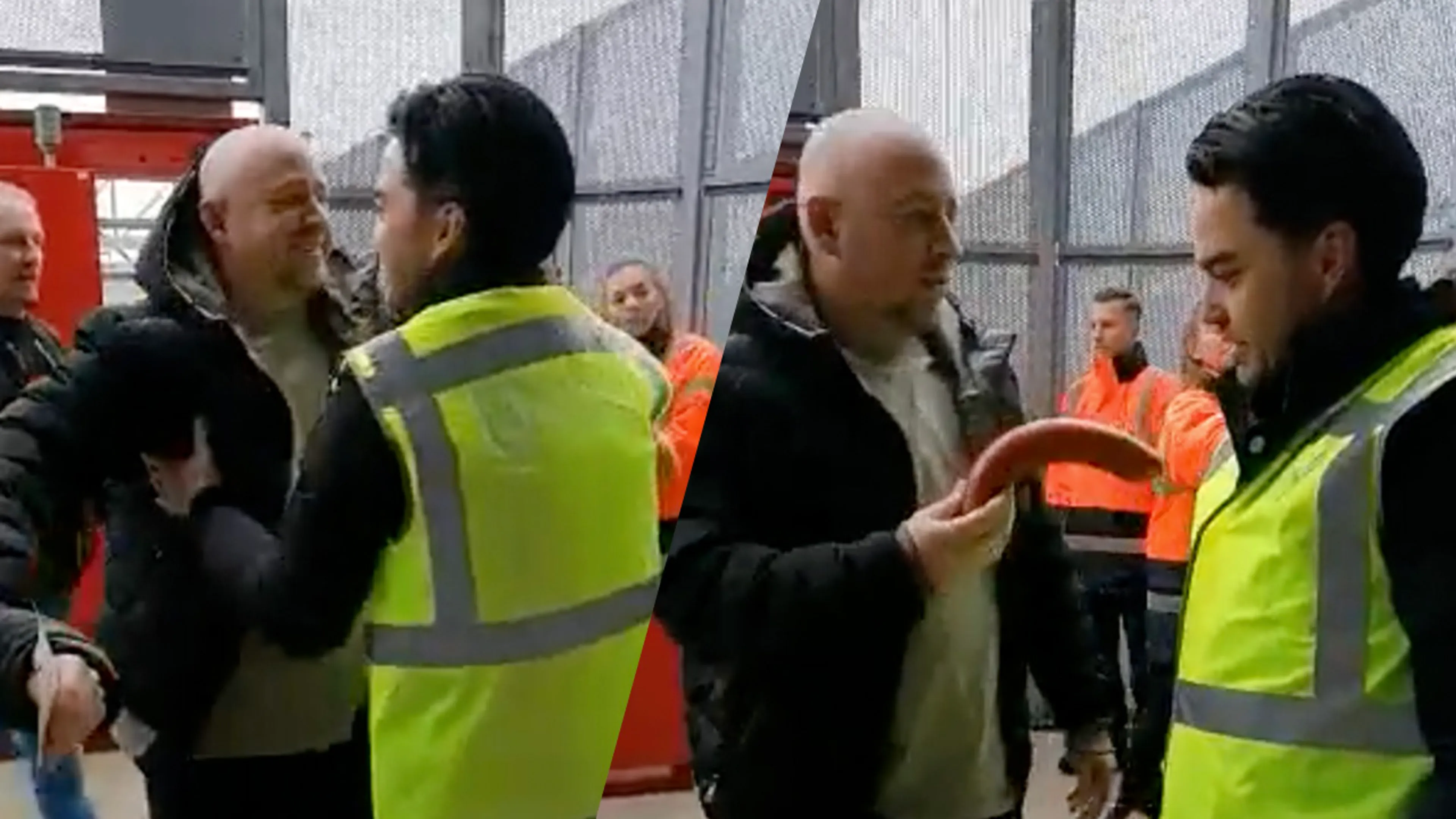 Video: Feyenoord-supporter dolt met gretige steward bij FC Twente