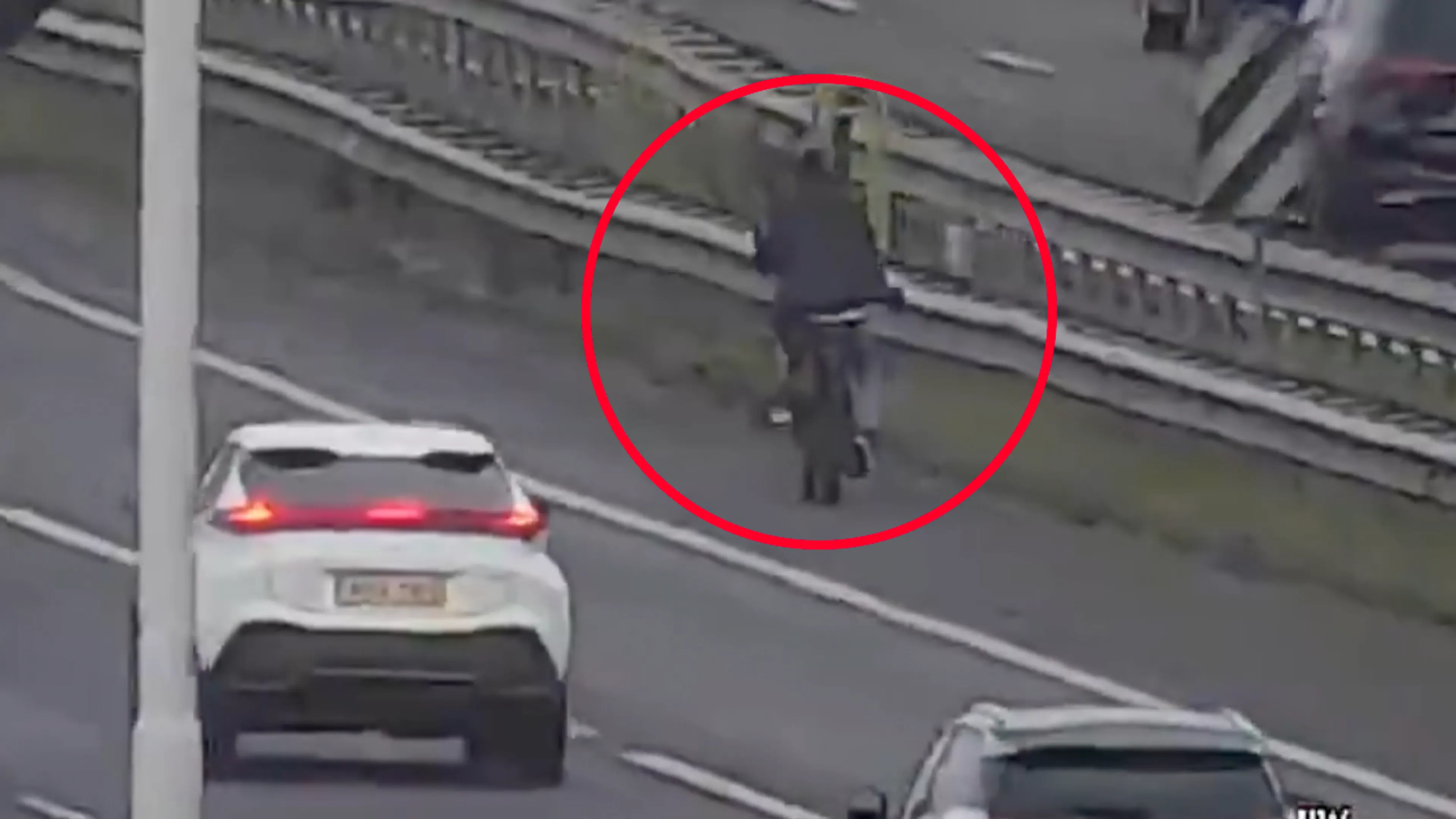 Bizarre beelden: Fatbiker rijdt over snelweg A16 bij Rotterdam