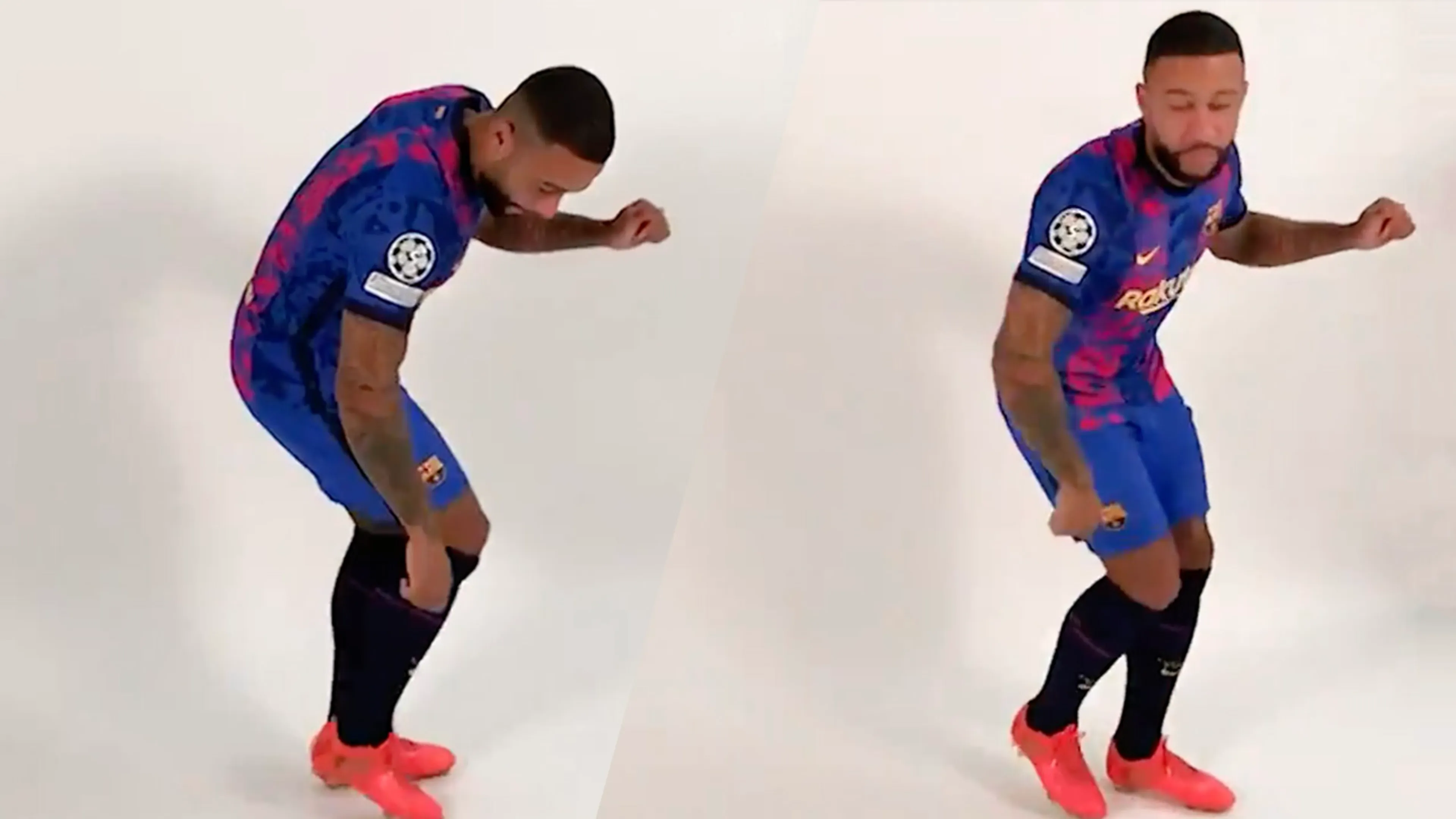 Dansende Memphis presenteert derde tenue FC Barcelona