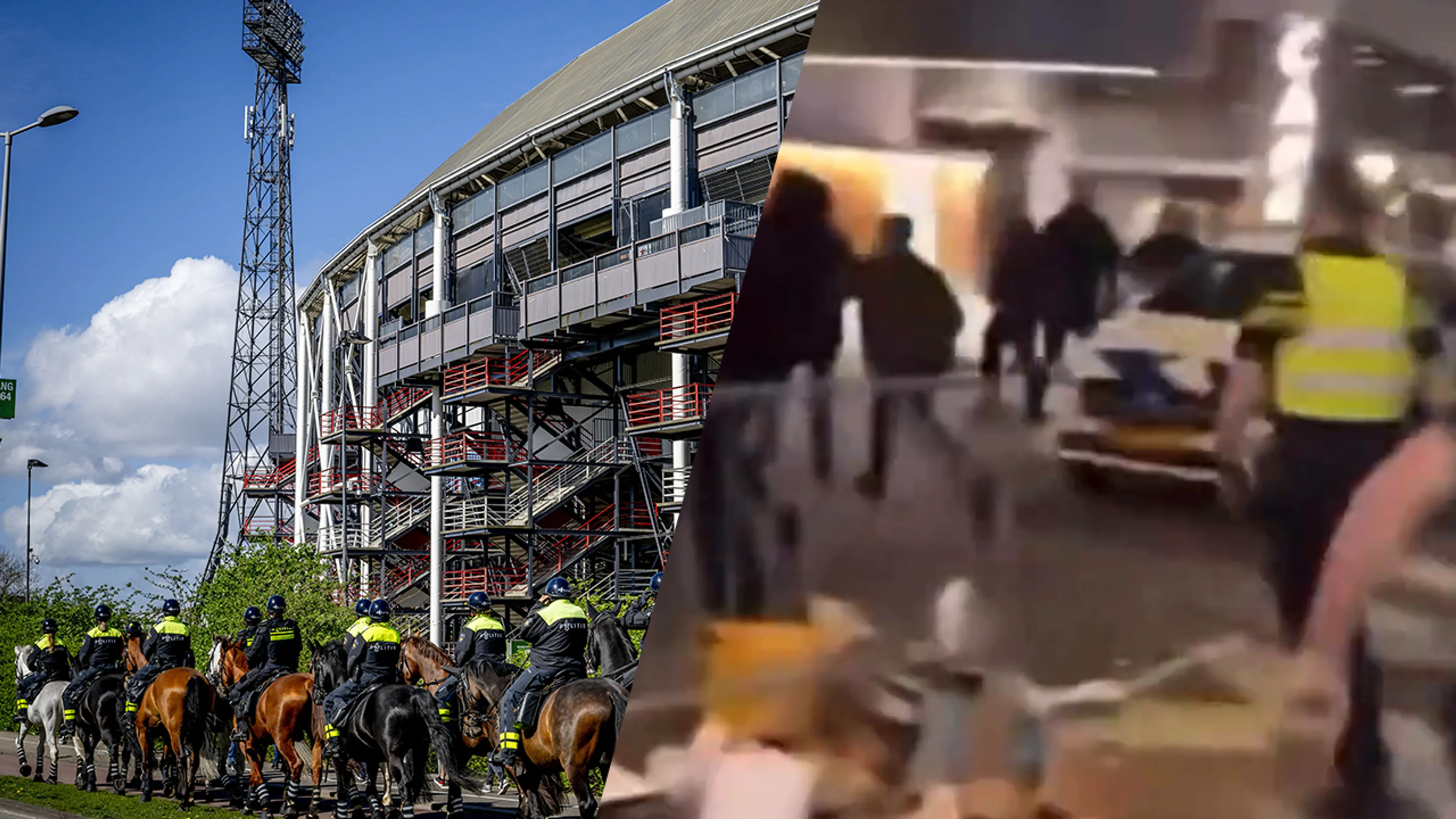 Video: Politie grijpt in na vechtpartij tussen Feyenoord- en Aston Villa-aanhang