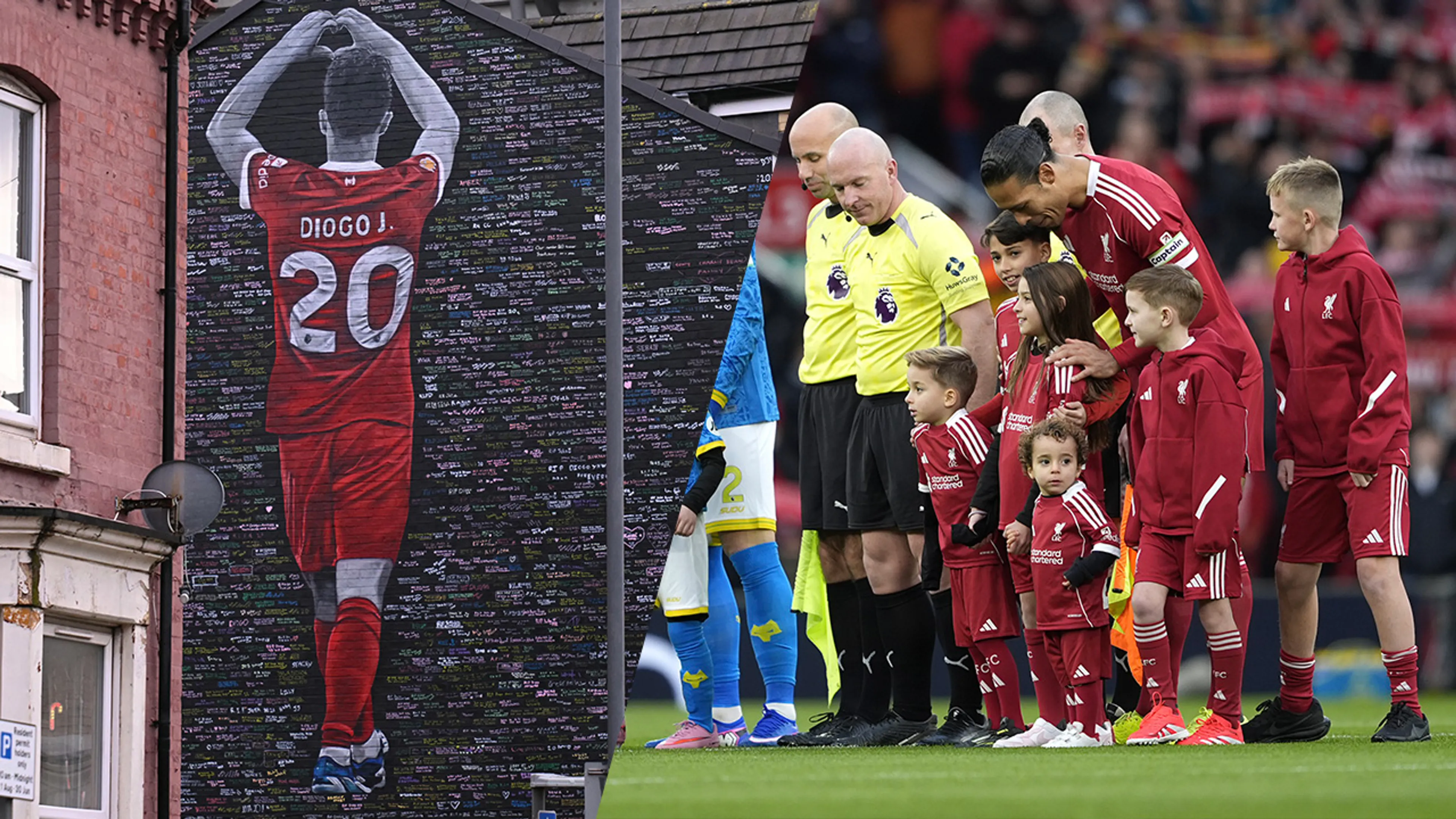 Kippenvel-moment op Anfield: zoons overleden Diogo Jota betreden het veld met Virgil van Dijk