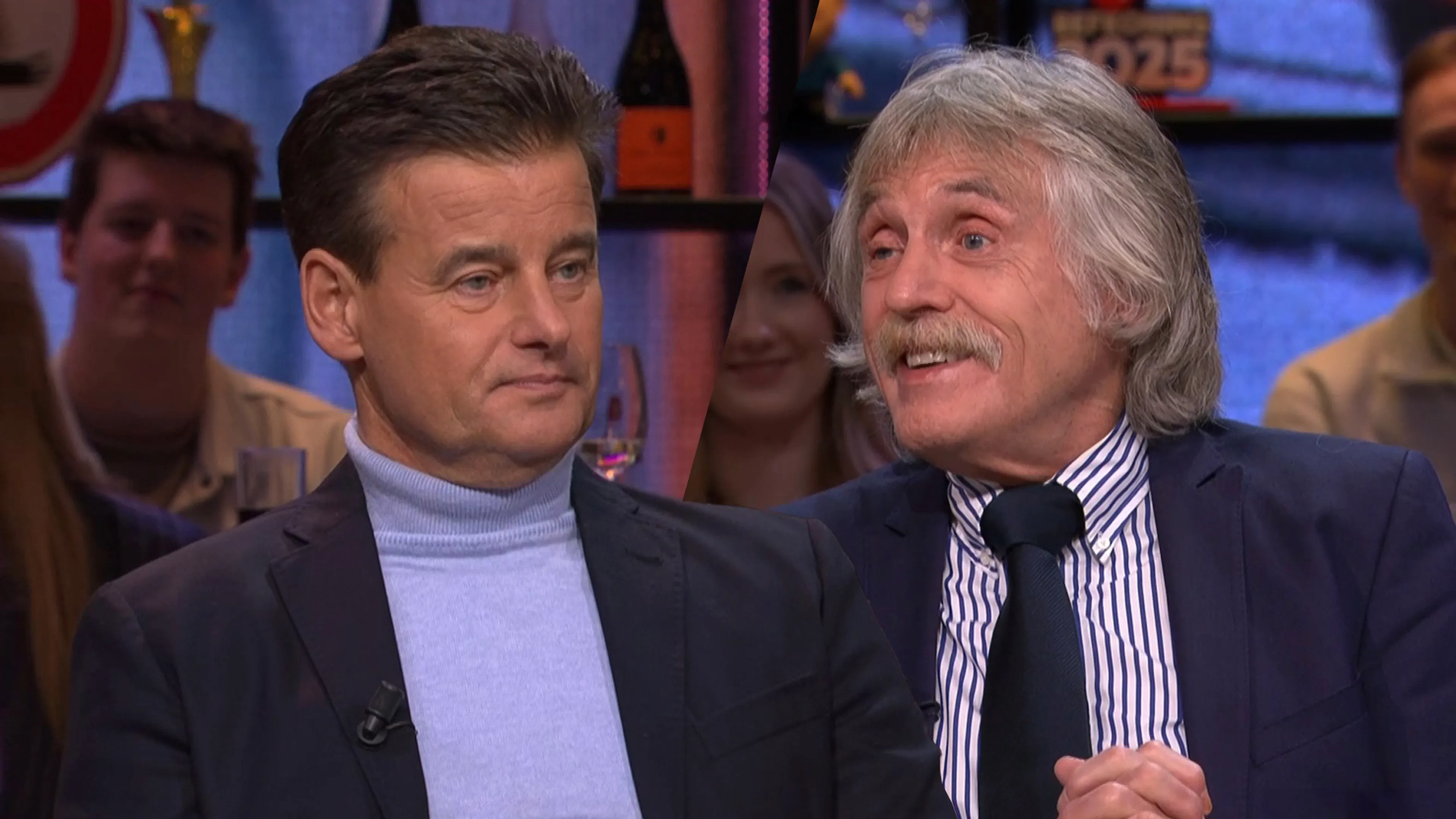 Johan Derksen hint op anekdote, Wilfred Genee grijpt in: 'Niet doen! Daar krijgen we gezeik mee!'
