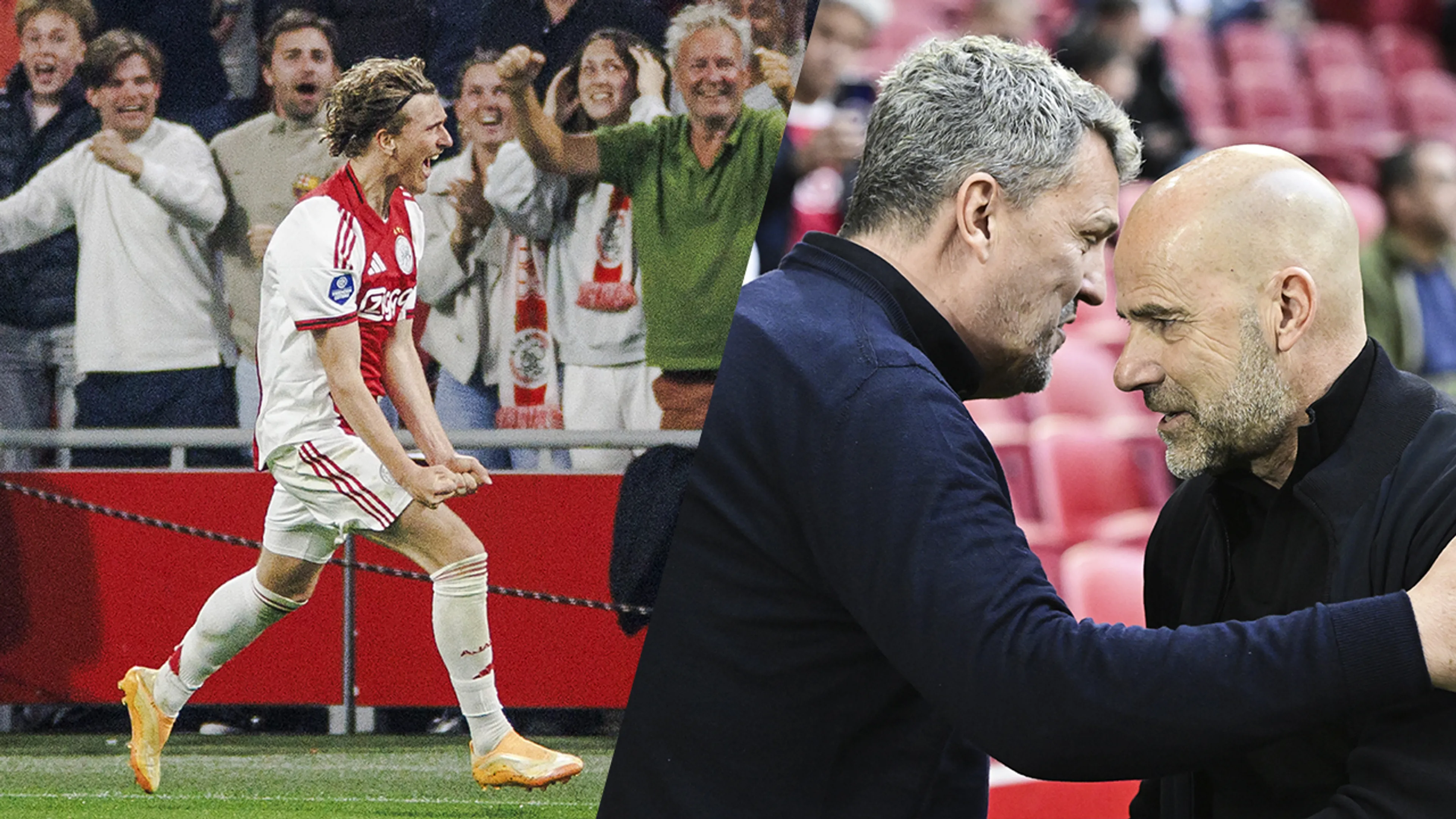 Ajax blijft in de race voor Champions League na late treffer Mika Godts tegen PSV