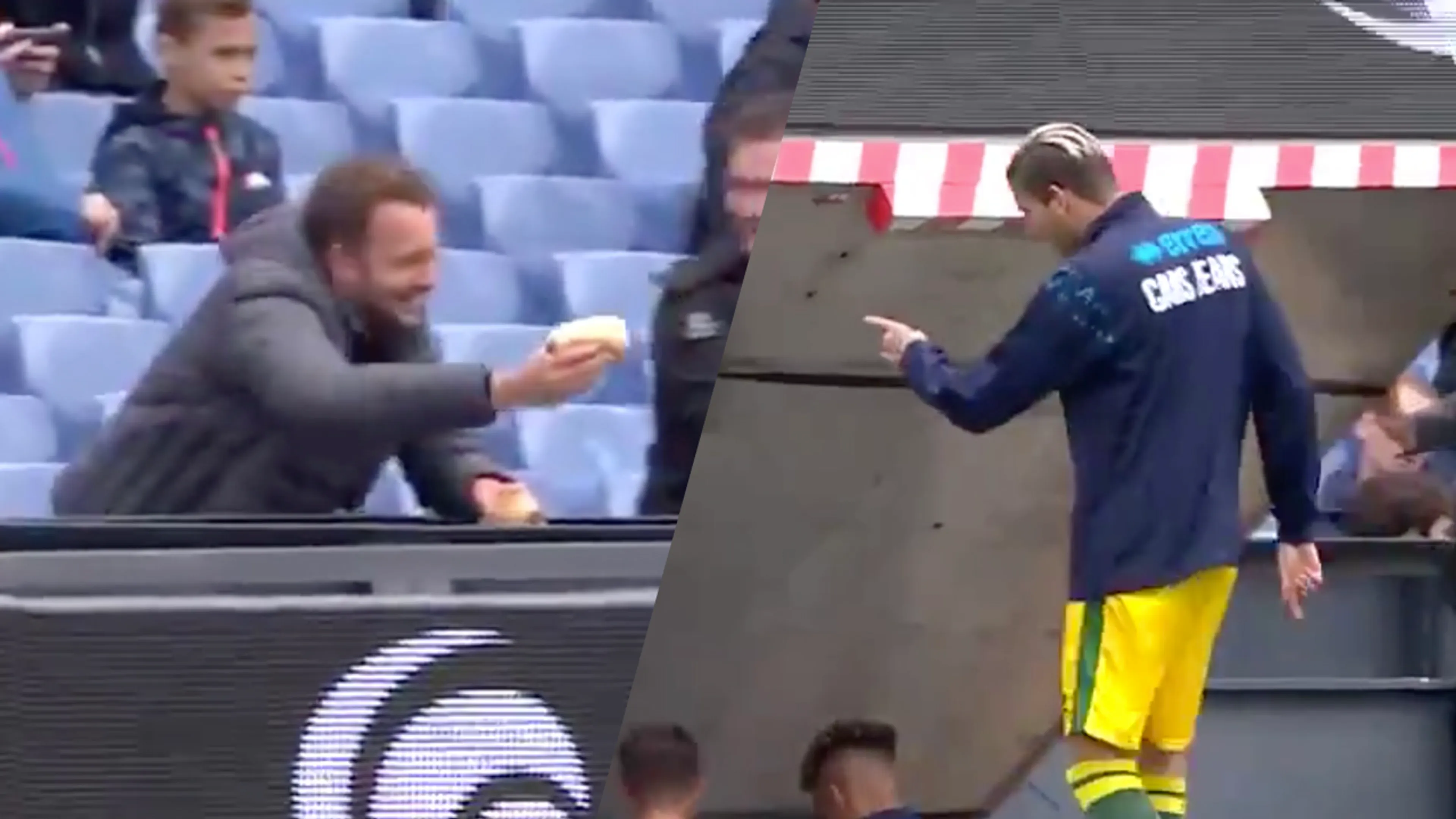 Kramer krijgt broodje kroket aangeboden in De Kuip