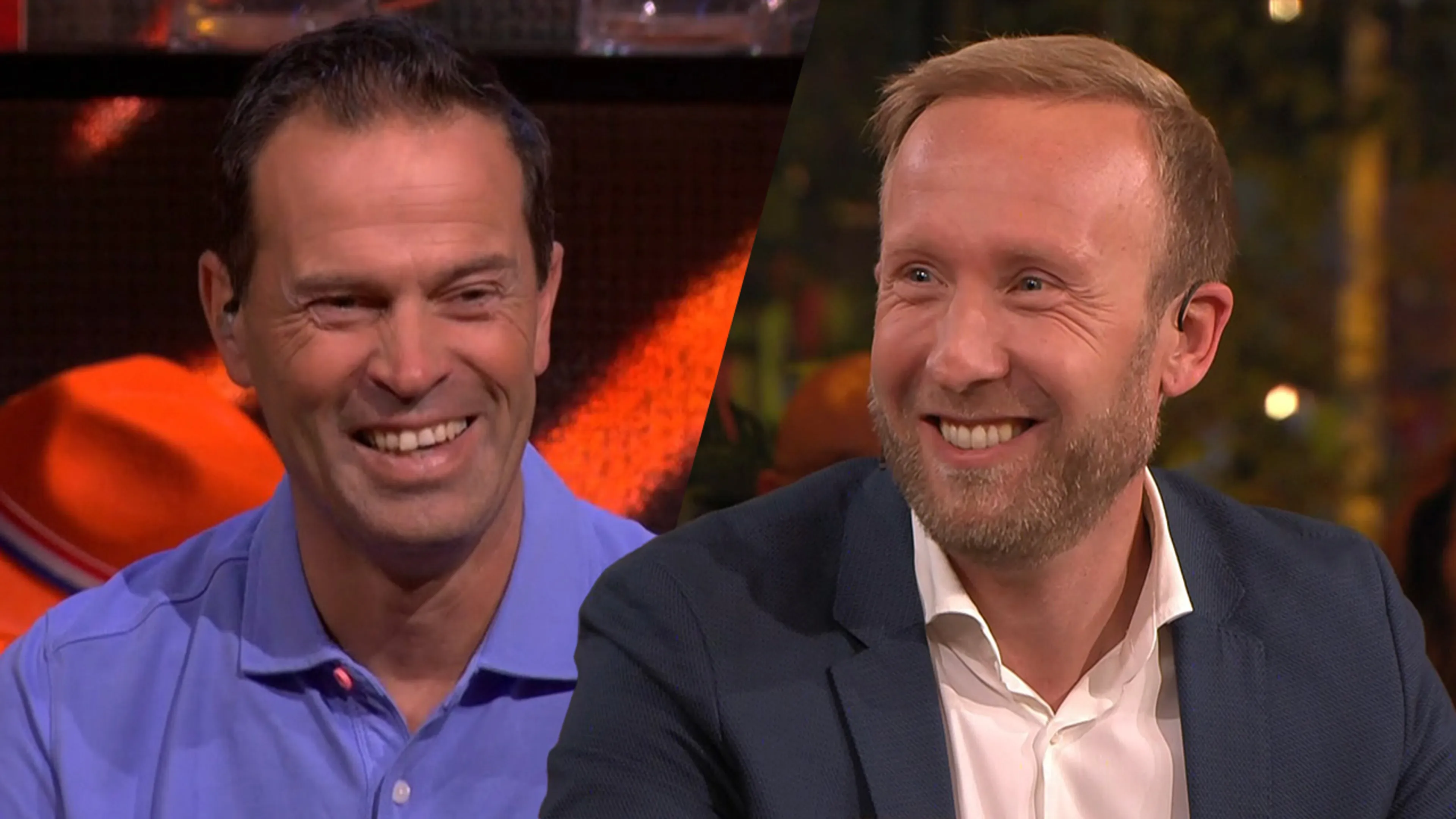 Bas Nijhuis en Raymond Mens zondagavond aan de bar bij Vandaag Inside Oranje