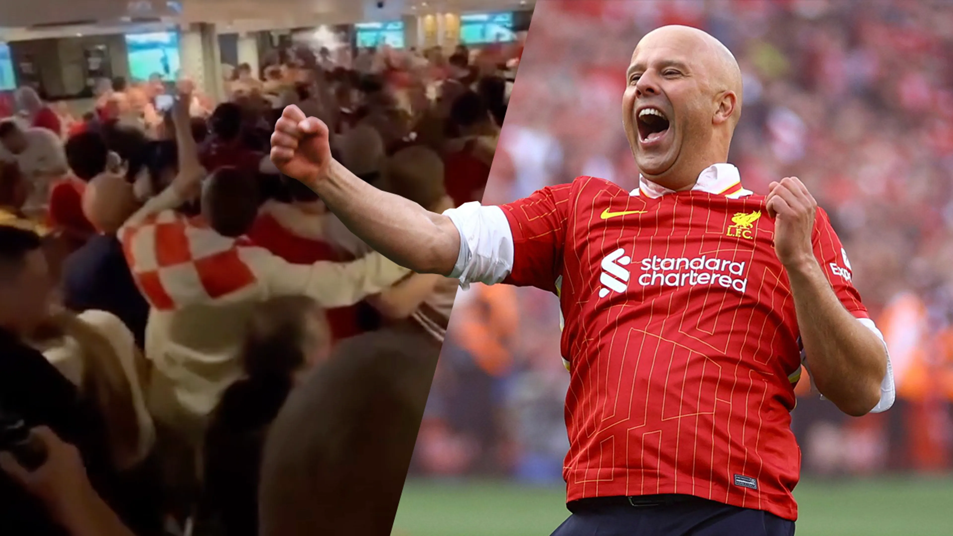 Video: Liverpool-fans gaan los op Arne Slot-versie van 'Links rechts' van Snollebollekes 