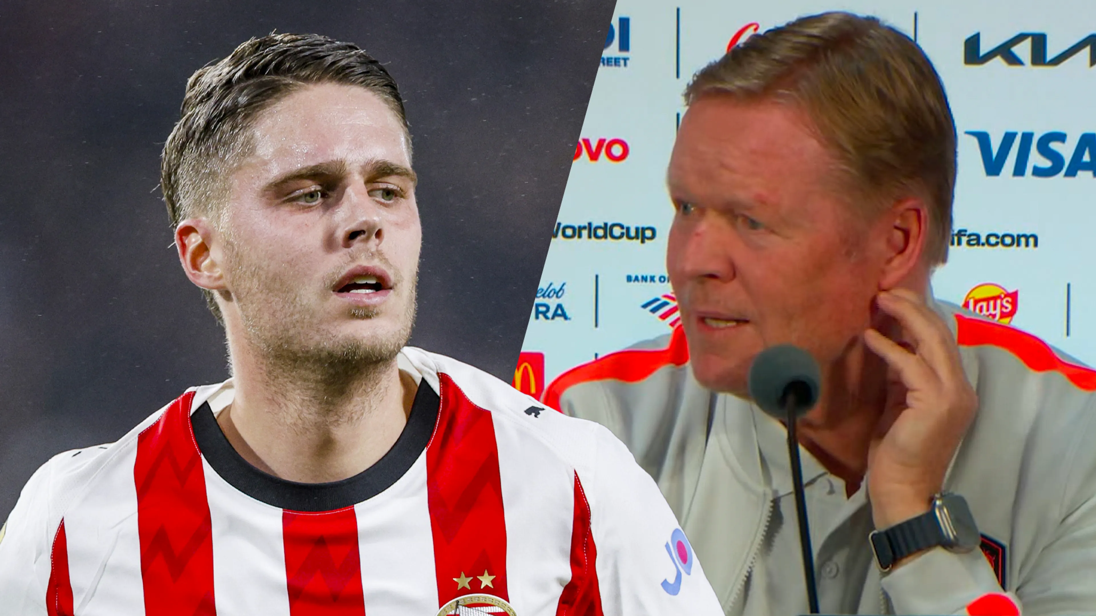 Video: Ronald Koeman reageert op paginagrote advertentie met sneer van Joey Veerman