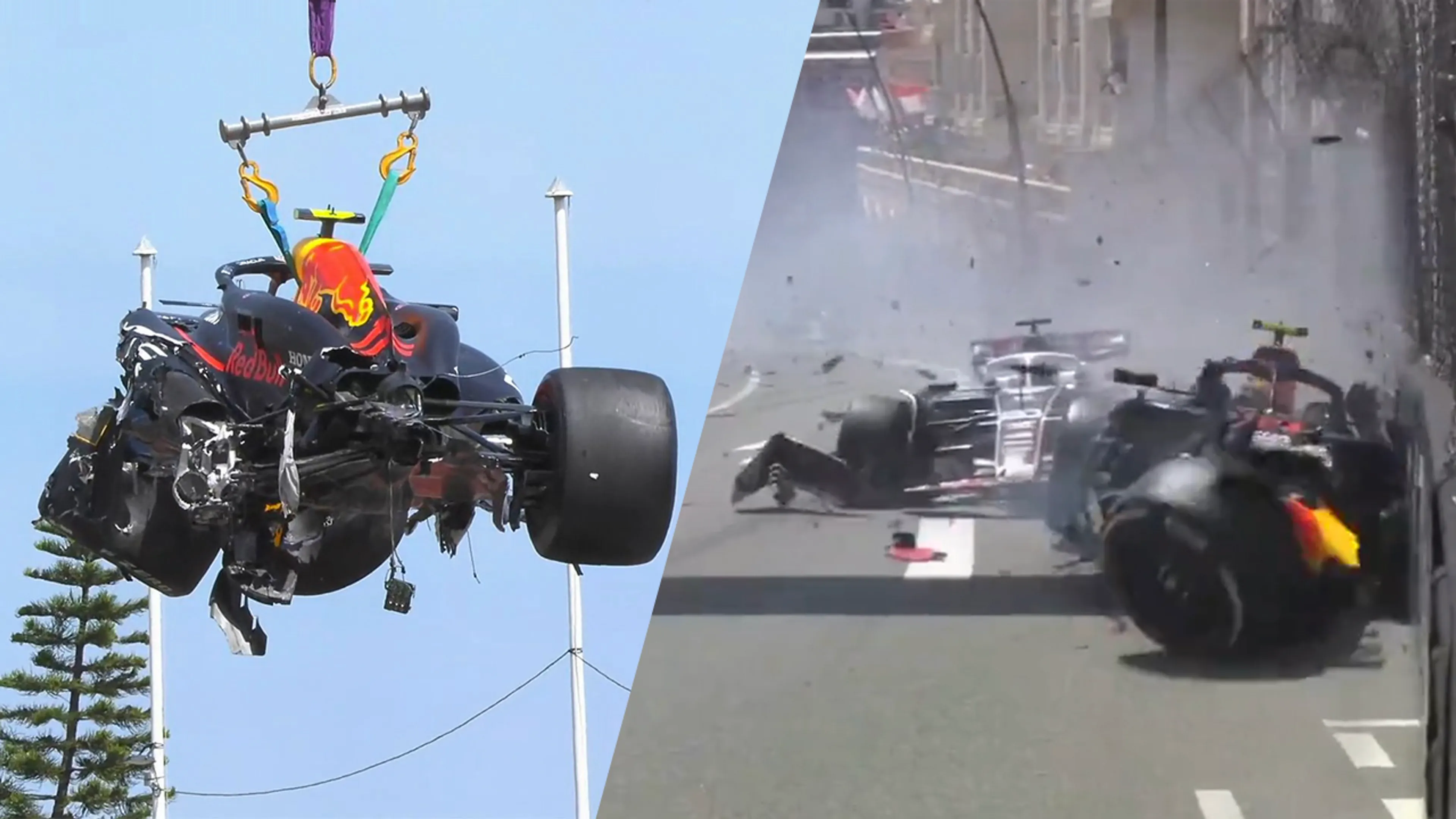 Video: GP van Monaco stilgelegd na megacrash Sergio Pérez