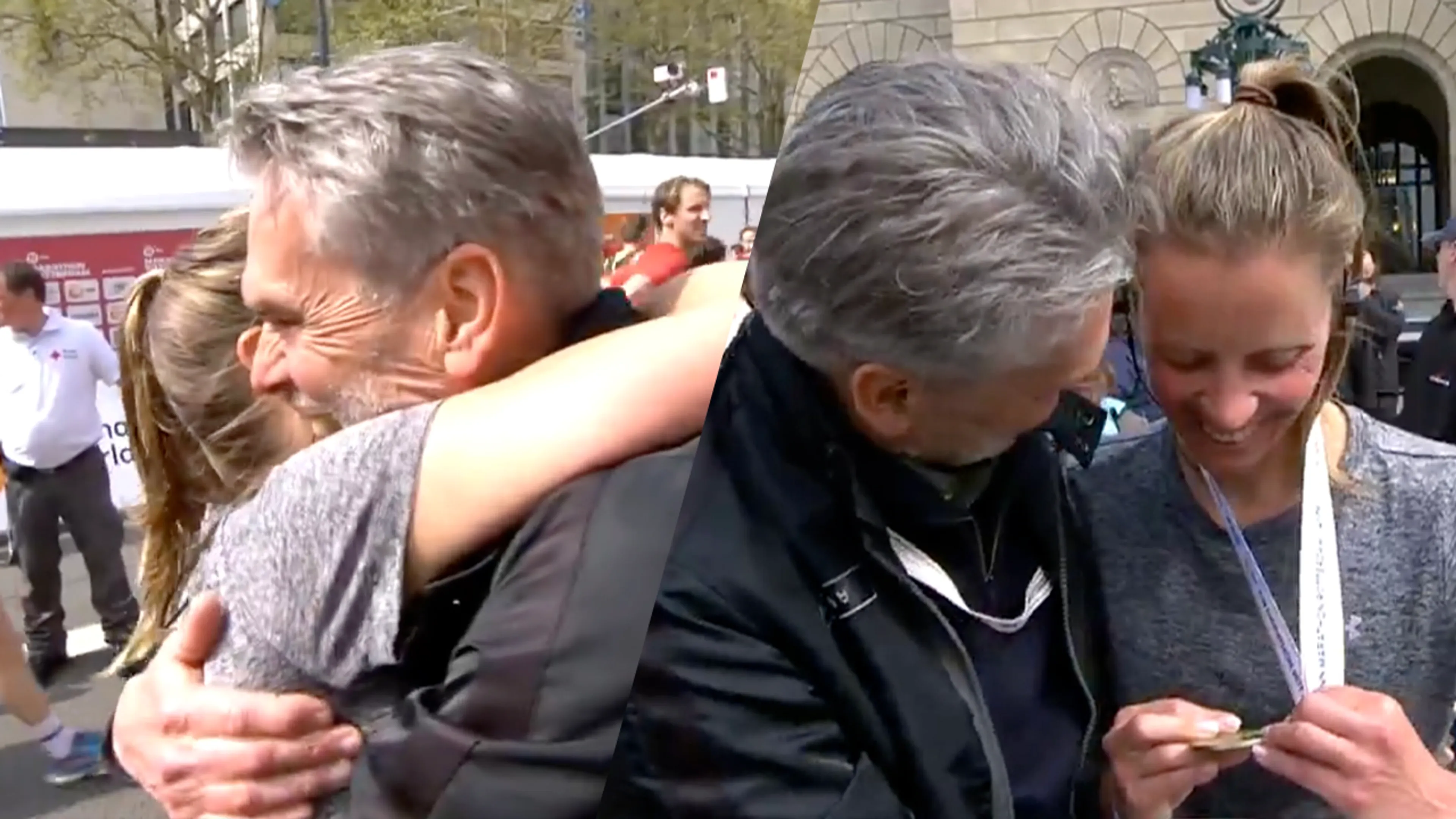 Trotse Dick Schoof vangt vriendin op bij finish van Marathon Rotterdam: 'Een kanjer ben je!'
