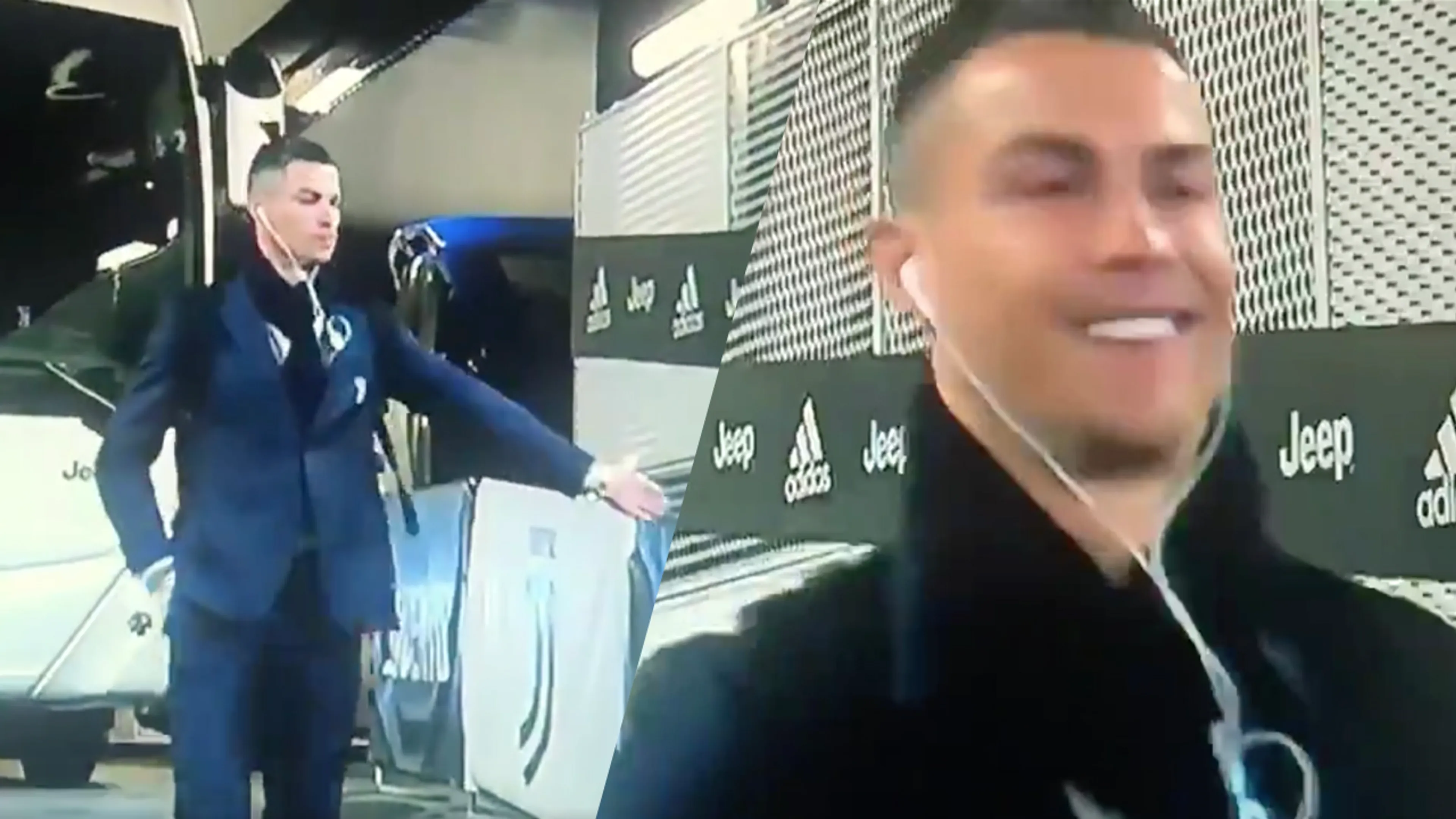 Cristiano Ronaldo schudt handen van onzichtbare supporters