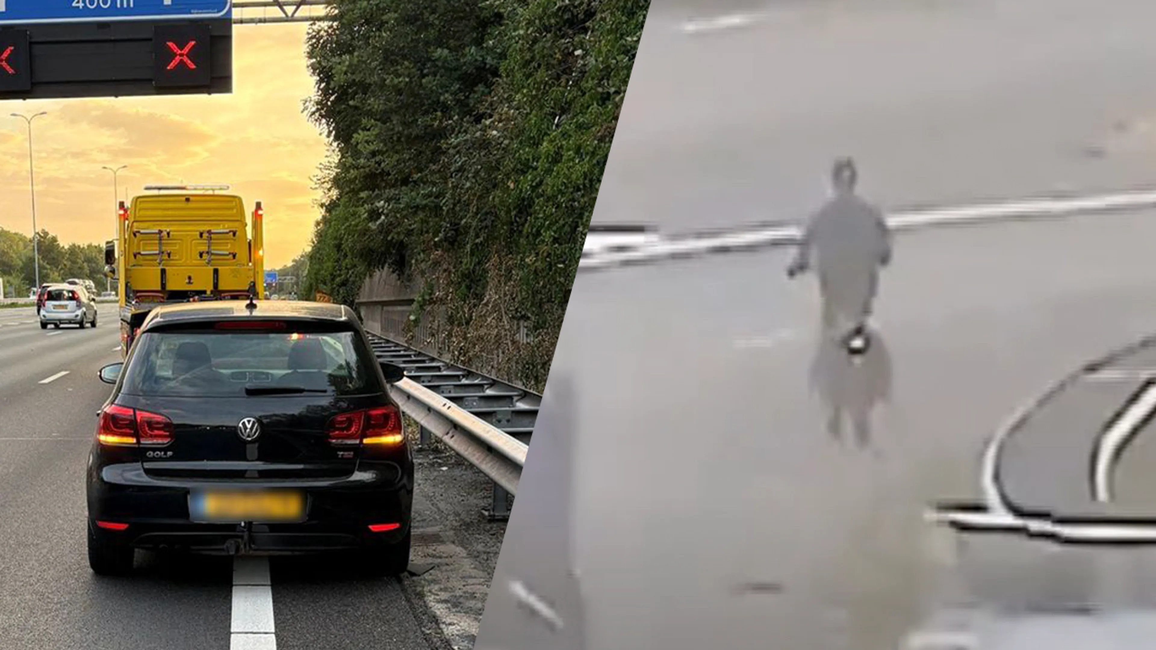 Bizarre beelden: Bestuurder laat auto achter op A27 en fietst kilometers over de vluchtstrook