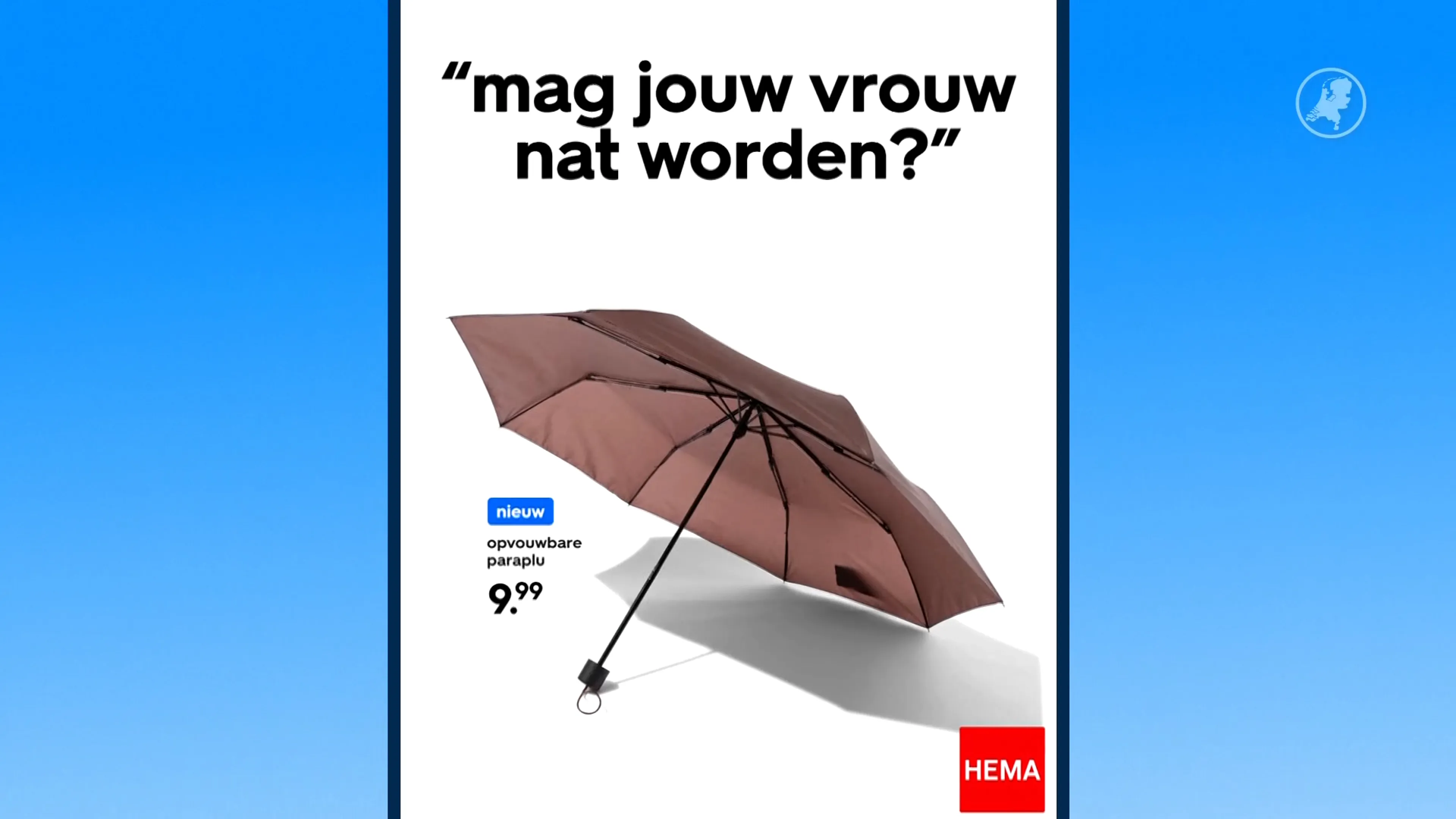 Storm aan reacties op HEMA-paraplureclame: 'Mag jouw vrouw nat worden?'