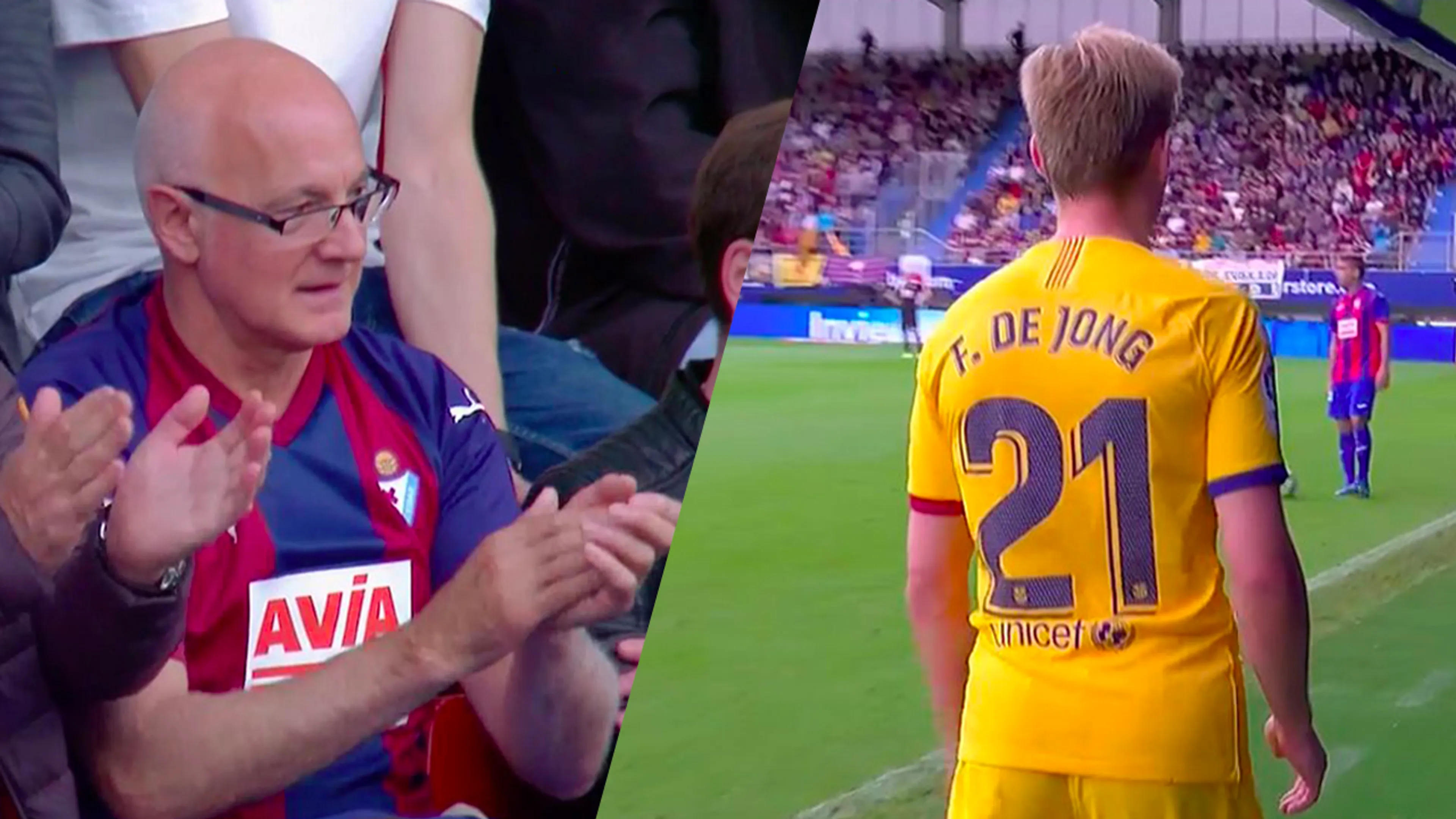 Indrukwekkend: applaus van Eibar-fans voor Frenkie de Jong na wissel