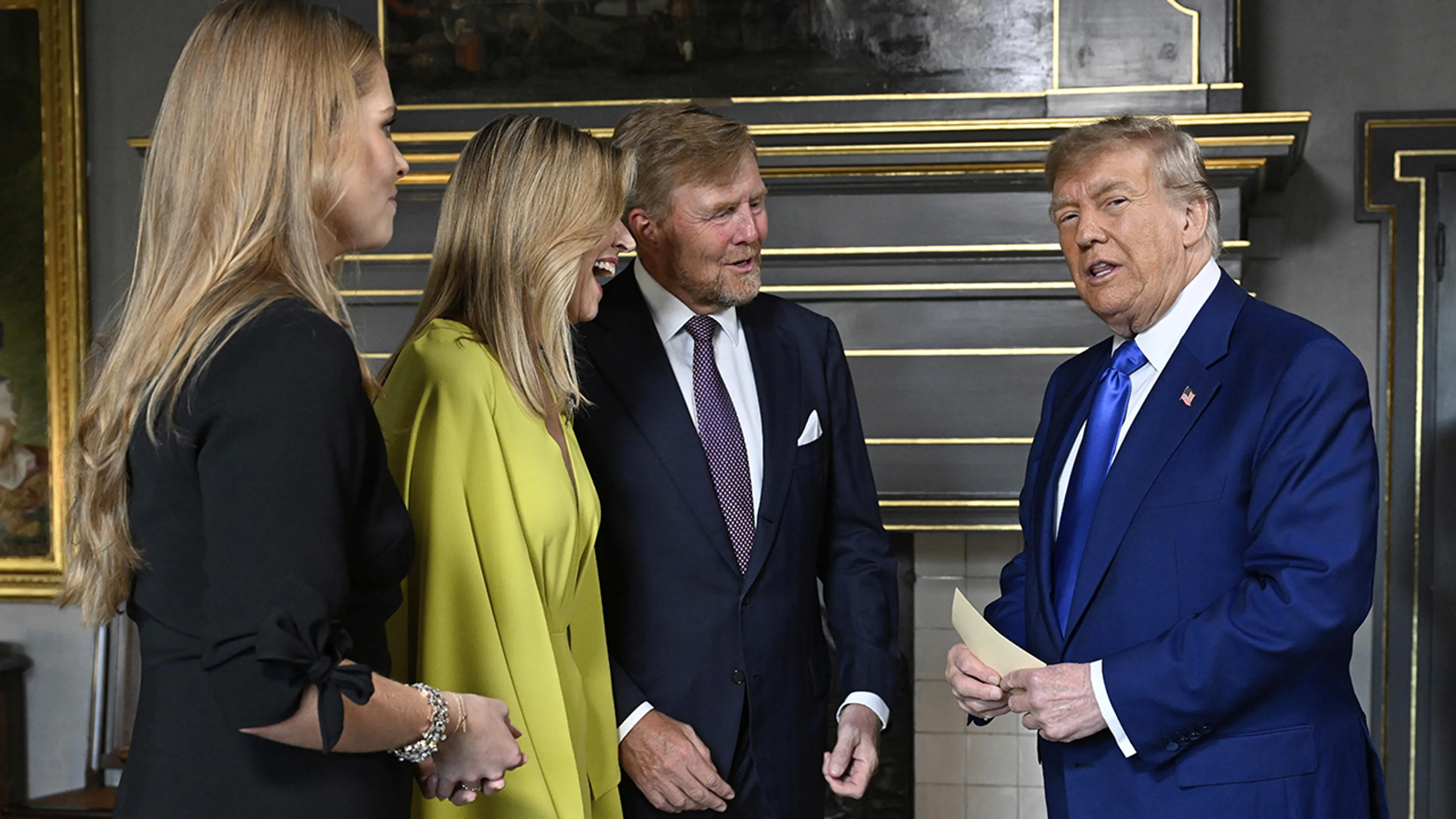 Willem-Alexander, Máxima en Amalia ontvangen Donald Trump op Huis ten Bosch