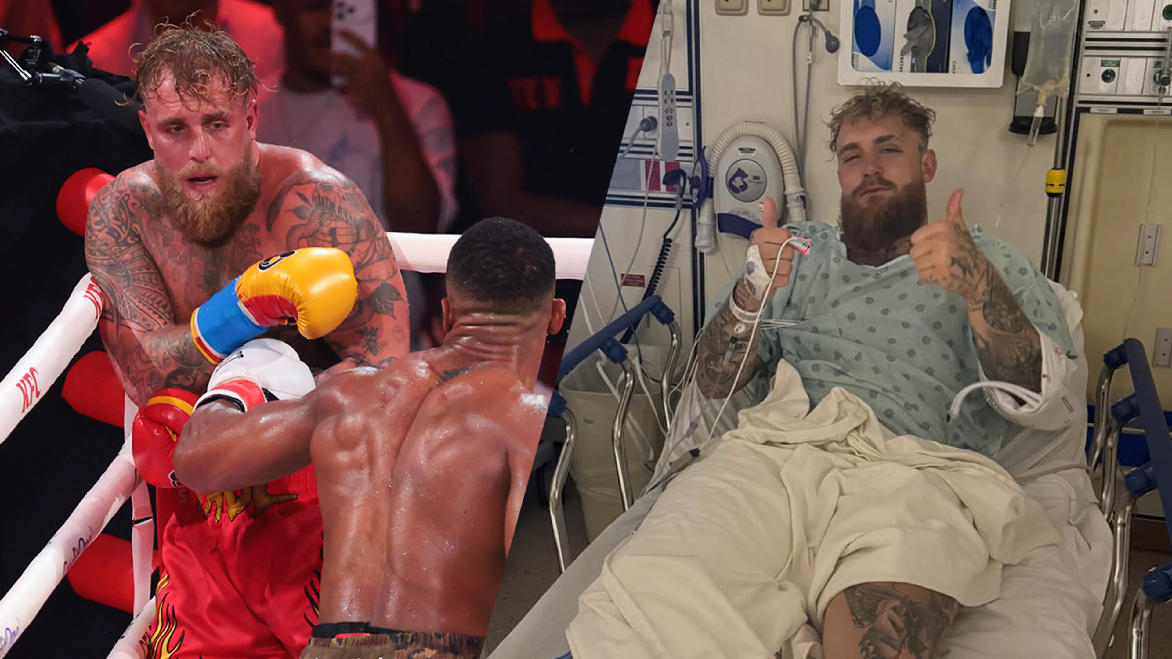Jake Paul kan amper praten na knock-out tegen Anthony Joshua: 'Alsof er een honkbal in mijn kaak zit'