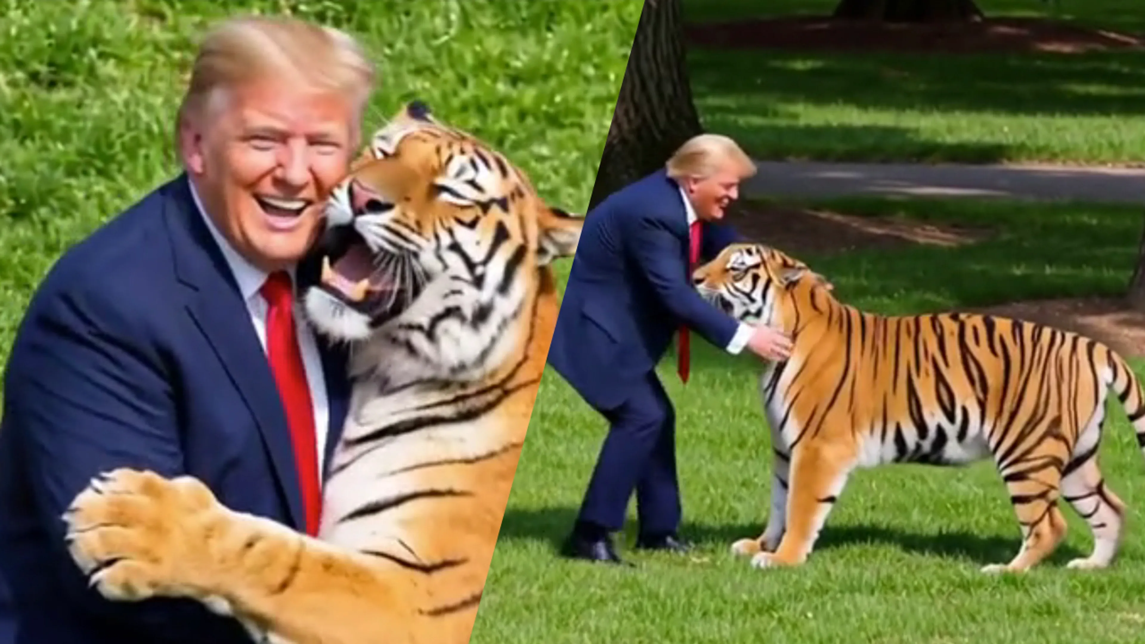 Donald Trump deelt opvallende video na dodelijk tijgerincident: president speelt met tijger
