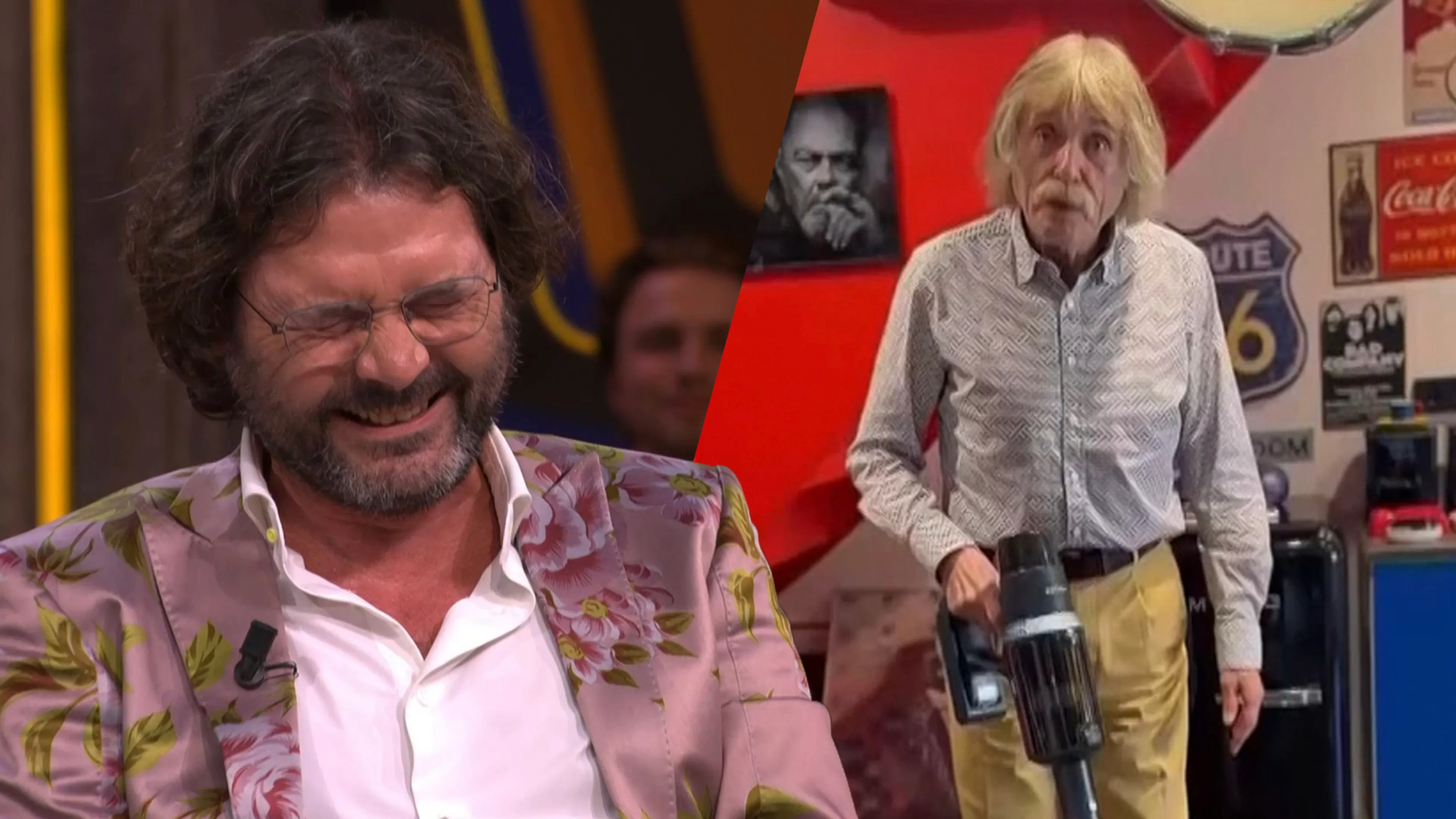 Grootste lol bij Vandaag Inside om Johan Derksen die stofzuiger aanprijst in promofilmpje