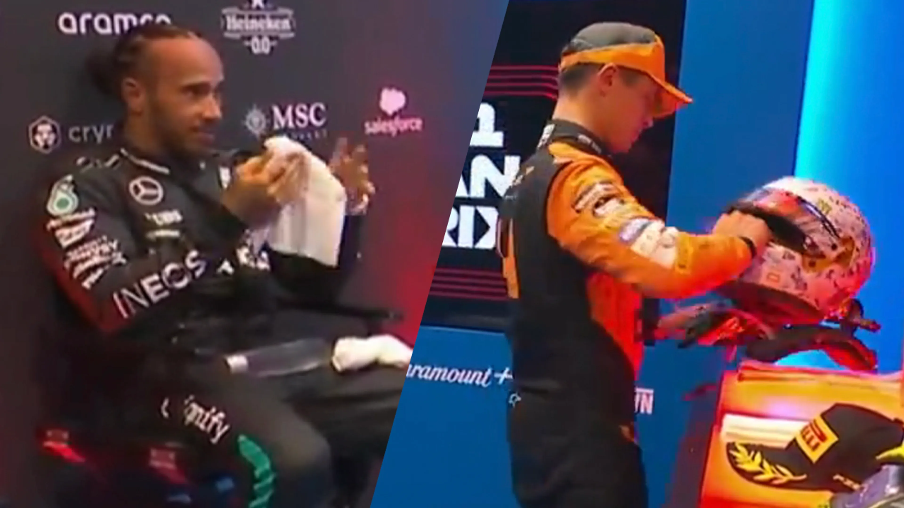 Ongemakkelijk: Opmerking van Lewis Hamilton valt helemaal verkeerd bij Lando Norris