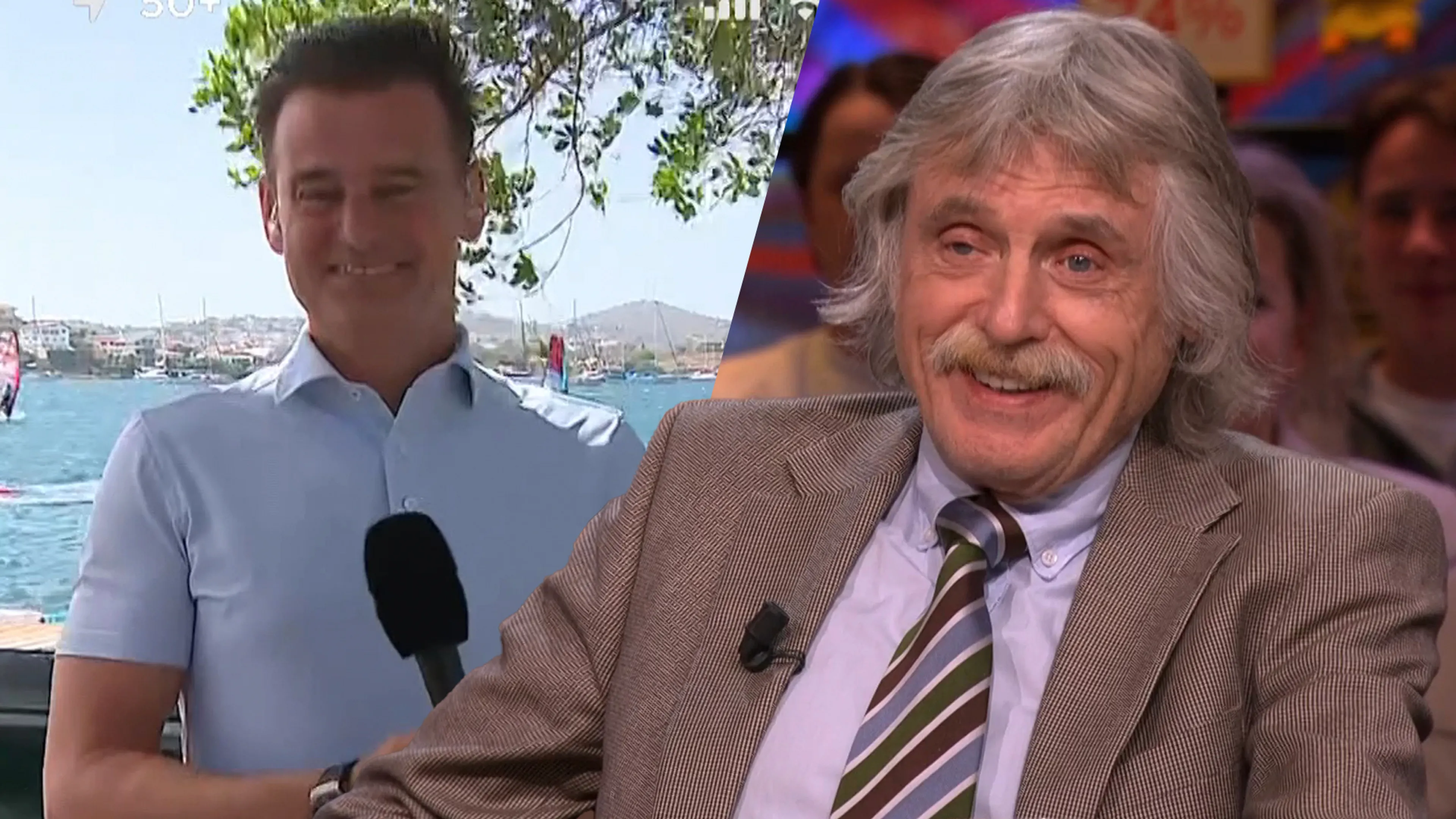 Johan Derksen verrast door videocall Wilfred Genee: ‘Ik heb hem echt gemist!’