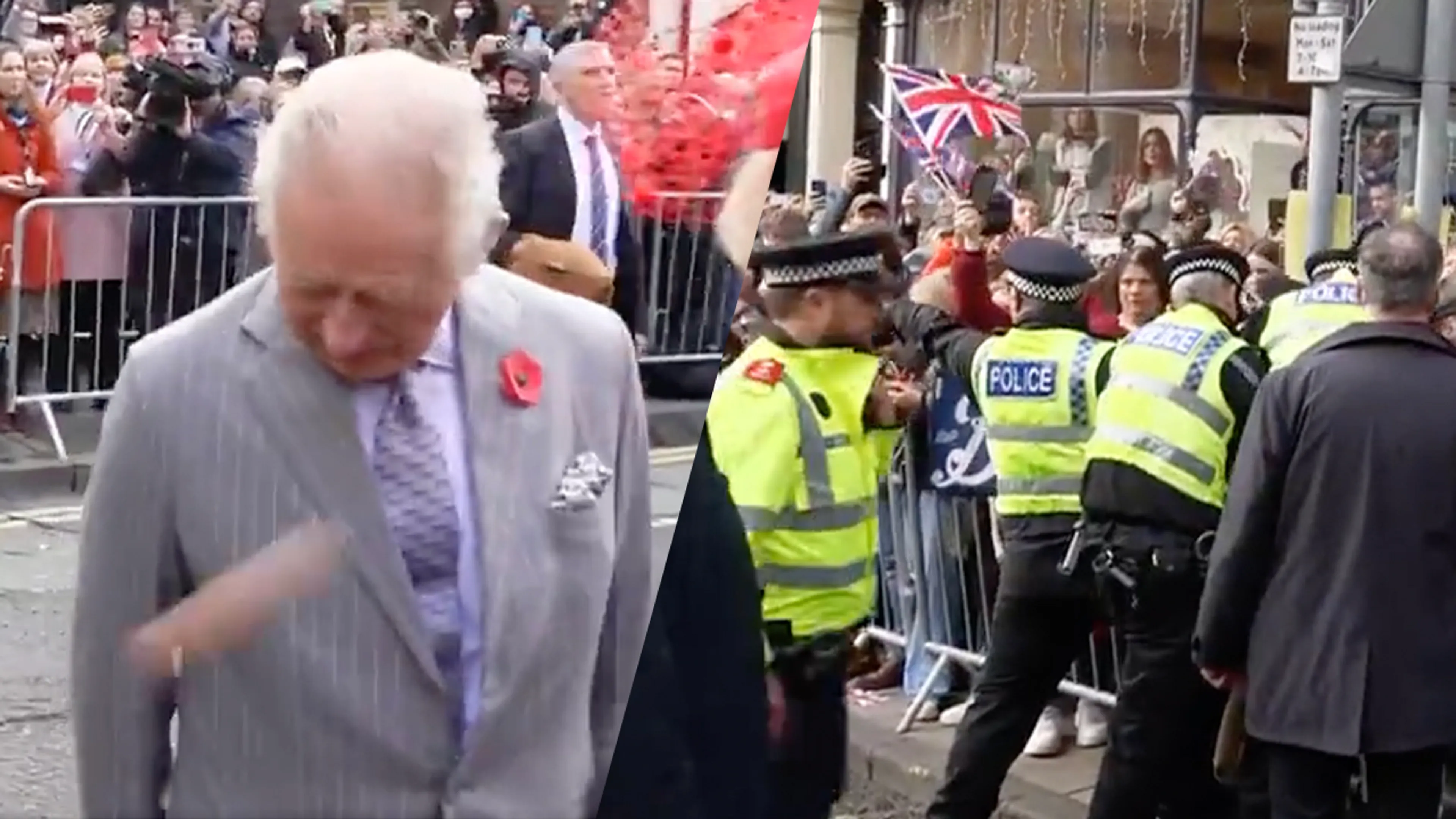 Video: Koning Charles en koningin-gemalin Camilla bekogeld met eieren