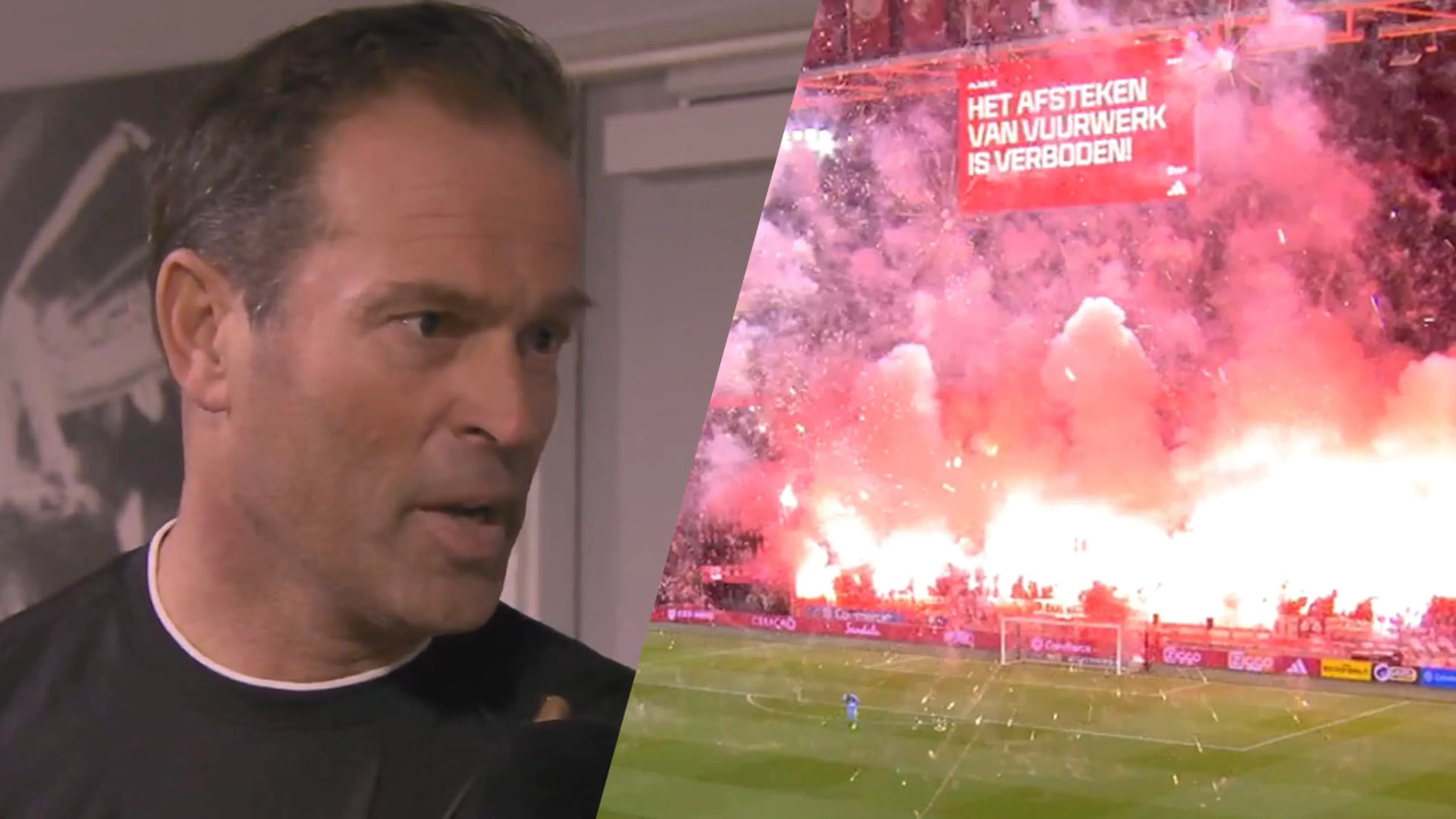 Video: Geïrriteerde Bas Nijhuis na vuurwerk bij Ajax – FC Groningen: 'Schandalig!'