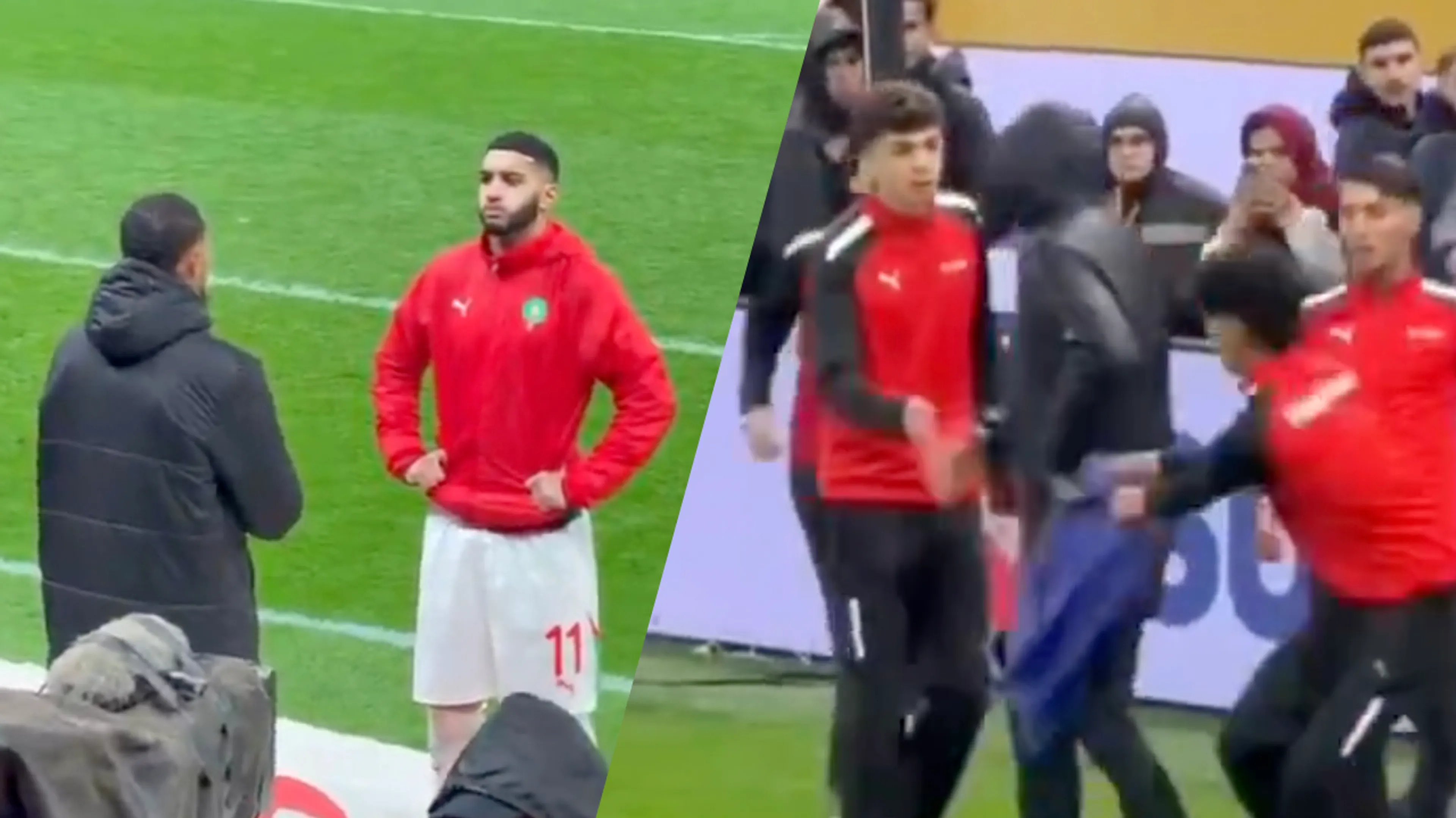 Video: Spelers Marokko en ballenjongens proberen handdoek van Senegal-doelman te stelen