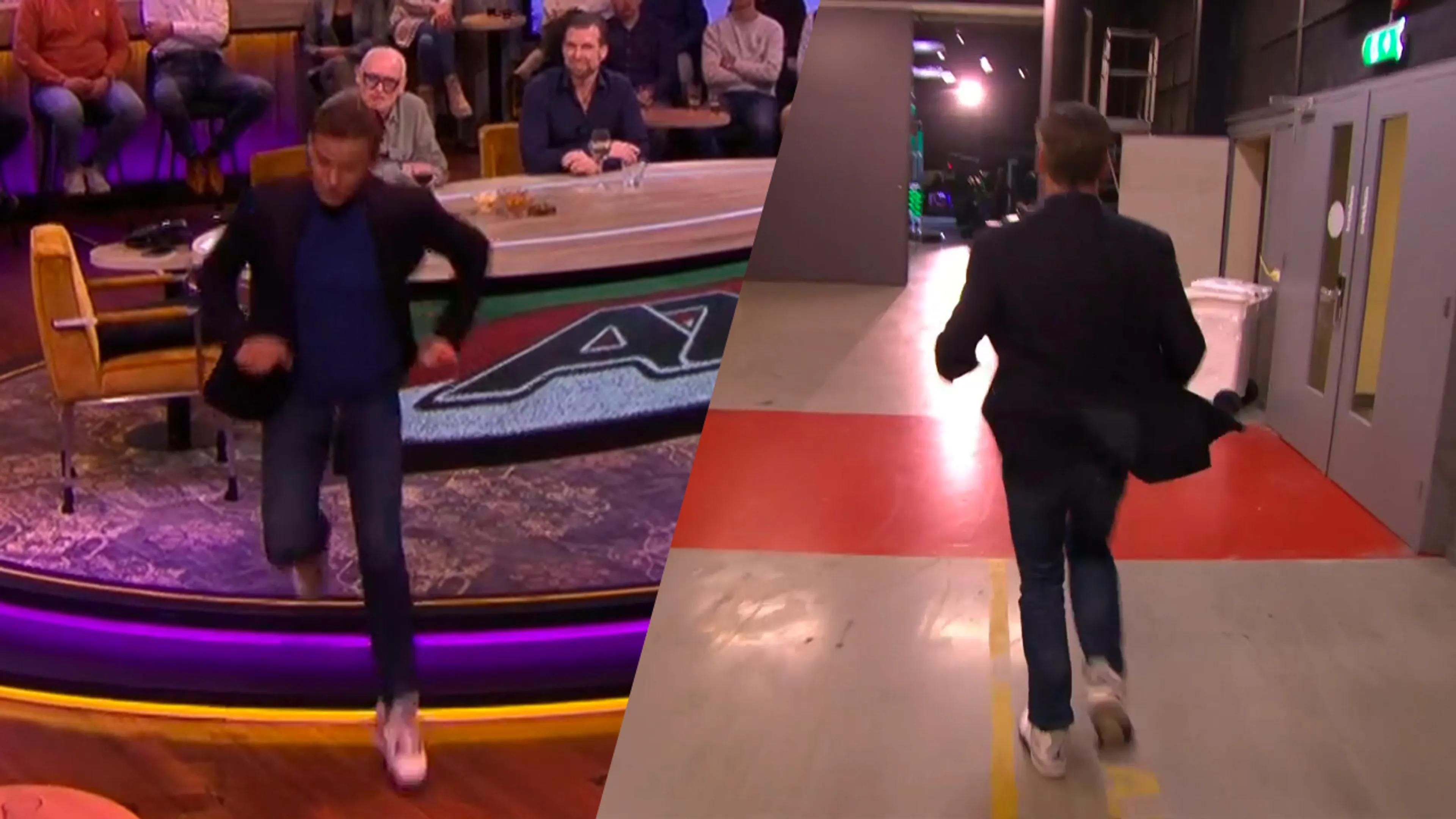 Wilfred verlaat Vandaag Inside-tafel en rent Europa League-studio binnen