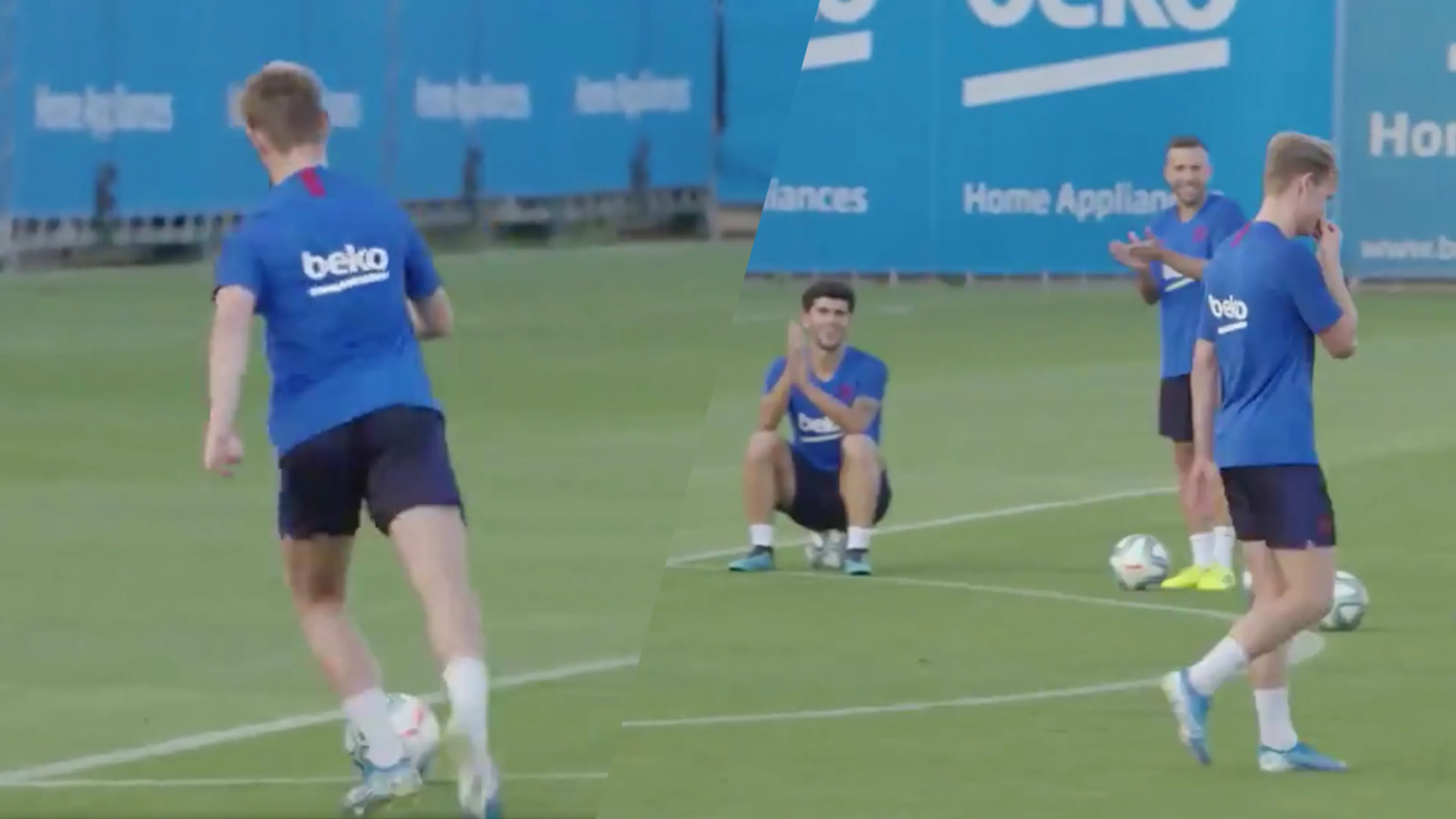 Barcelona zet camera op Frenkie de Jong tijdens training