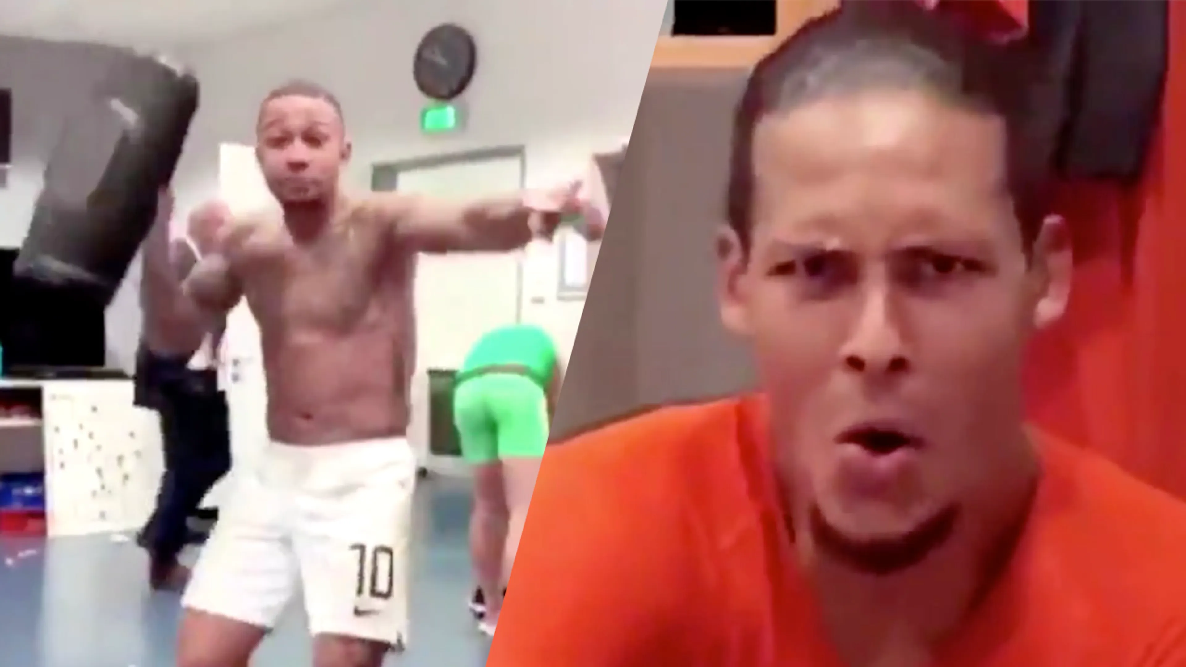 Mooie beelden: Memphis en Van Dijk gaan los in kleedkamer na overwinning op Duitsland