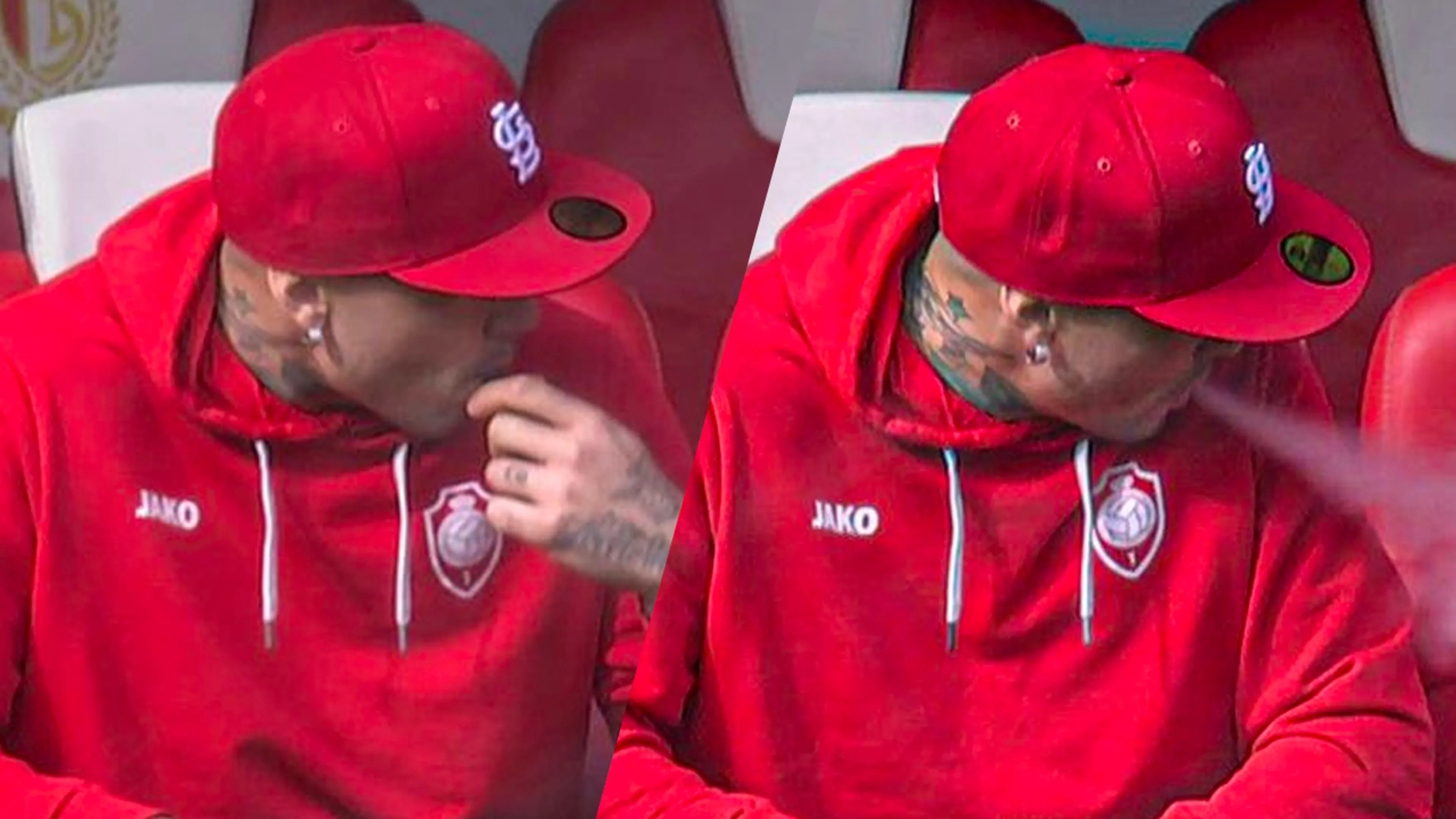 FC Antwerp-middenvelder Nainggolan vlak voor wedstrijd rokend gespot in dug-out