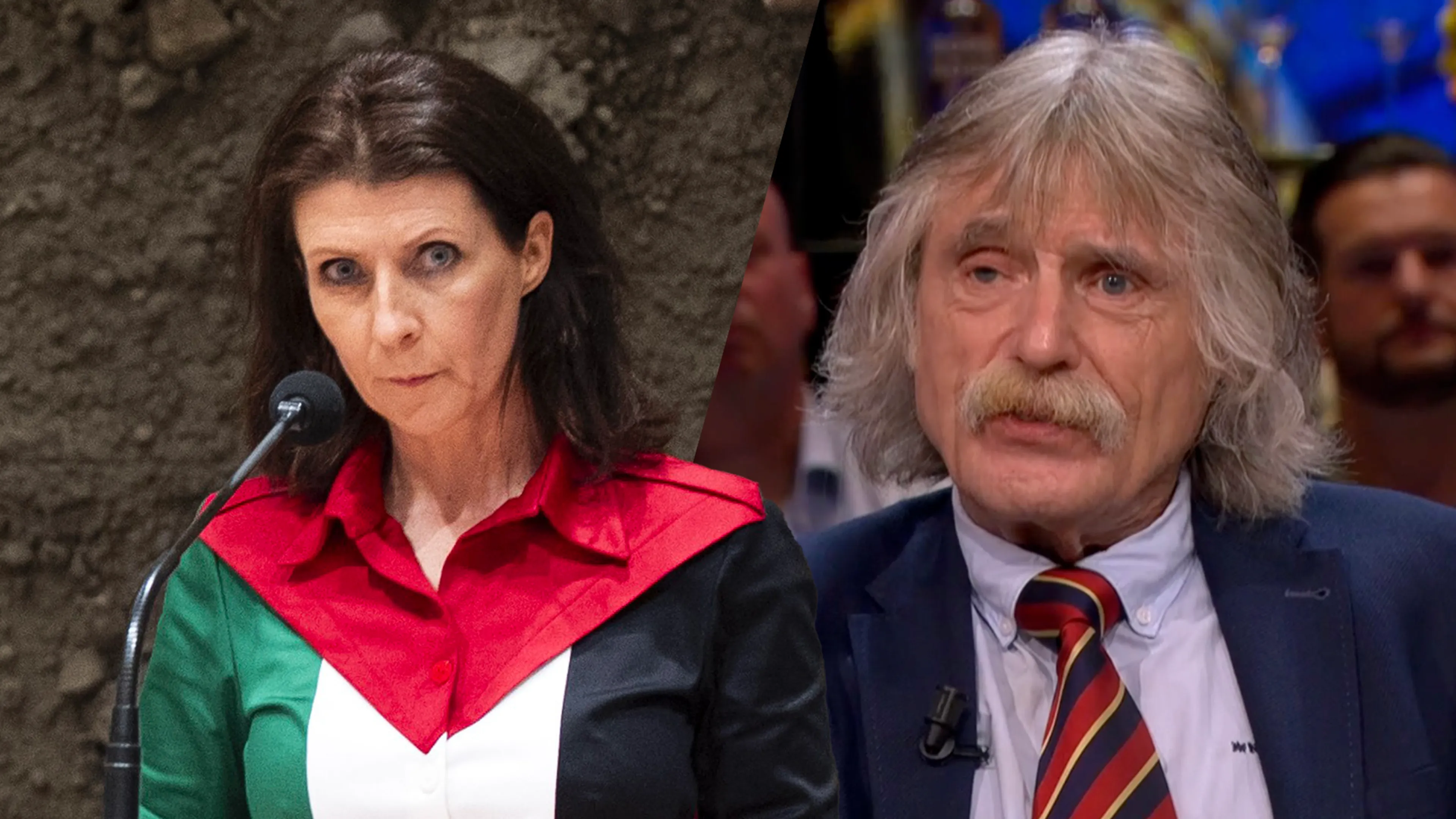 Johan Derksen over blouse van Esther Ouwehand in kleuren van Palestijnse vlag: 'Provoceren!'