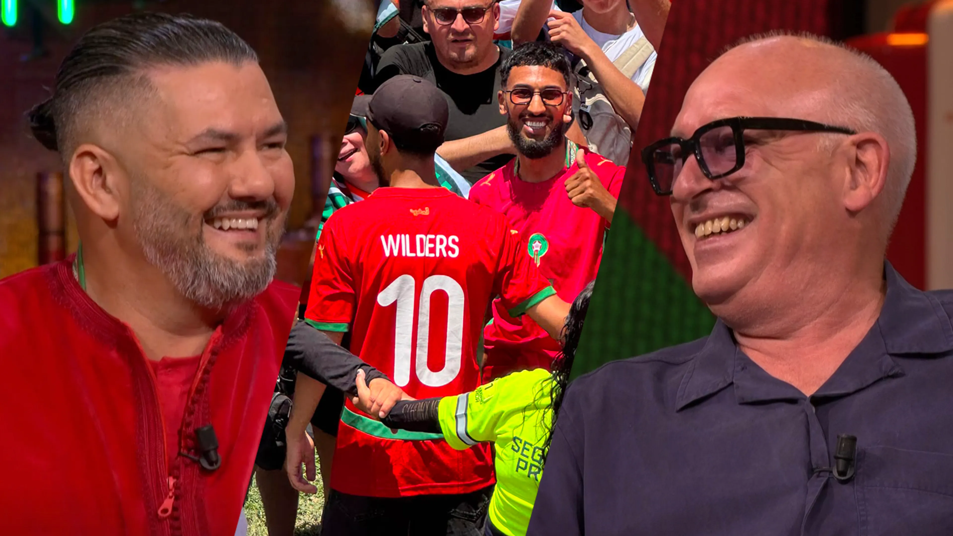 Vandaag Inside Oranje-gasten lachen om Marokko-fan met 'Wilders' op z'n rug: 'Dit is goed!'