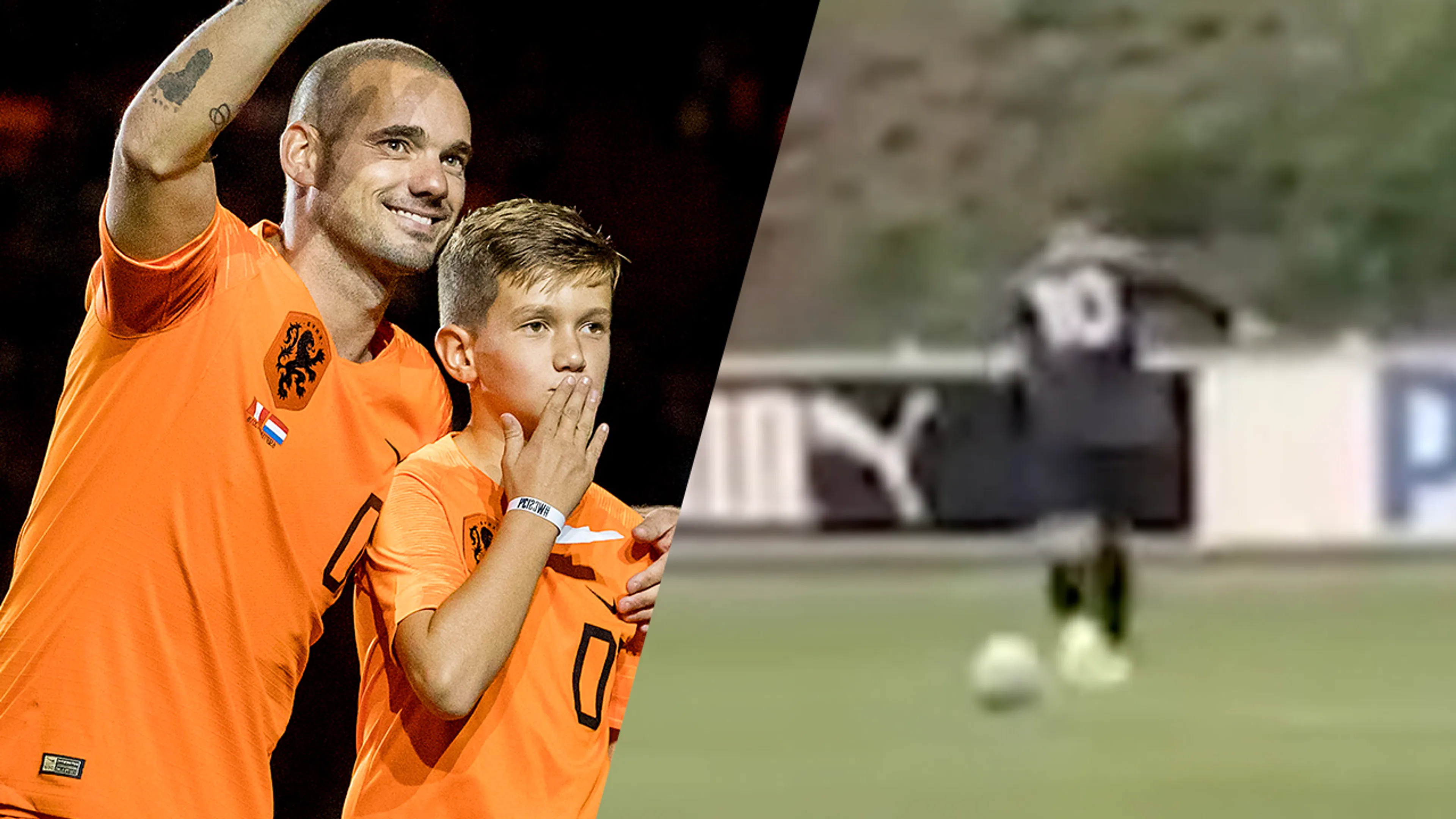 ZIEN: Zoon Sneijder (15) schiet vrije trap op identieke wijze raak