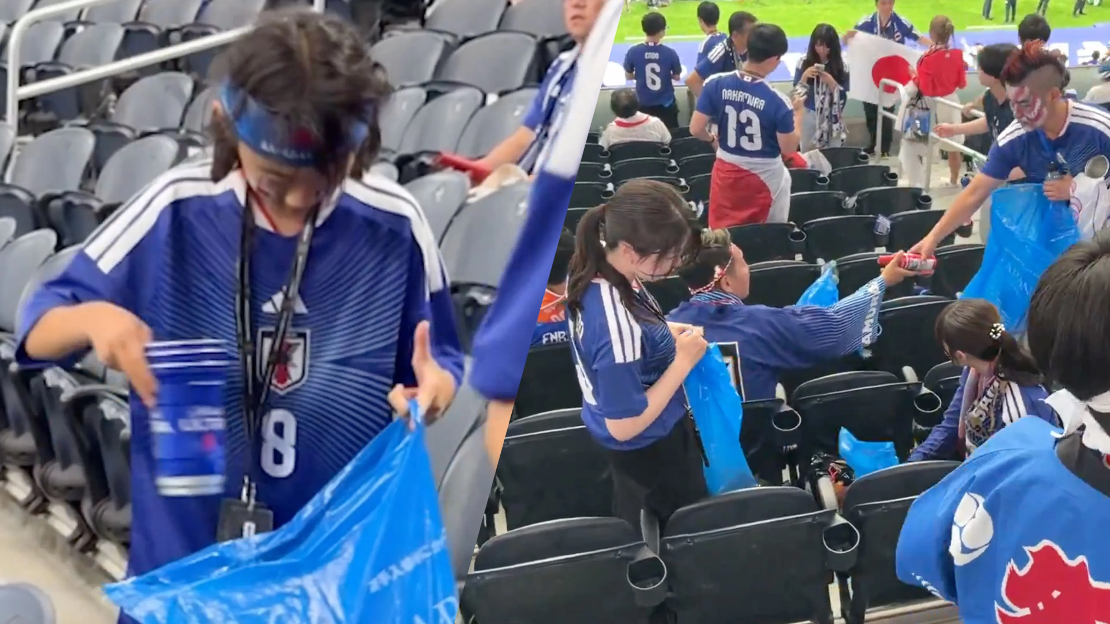 Video: Japanse supporters ruimen afval op na wedstrijd tegen Oranje