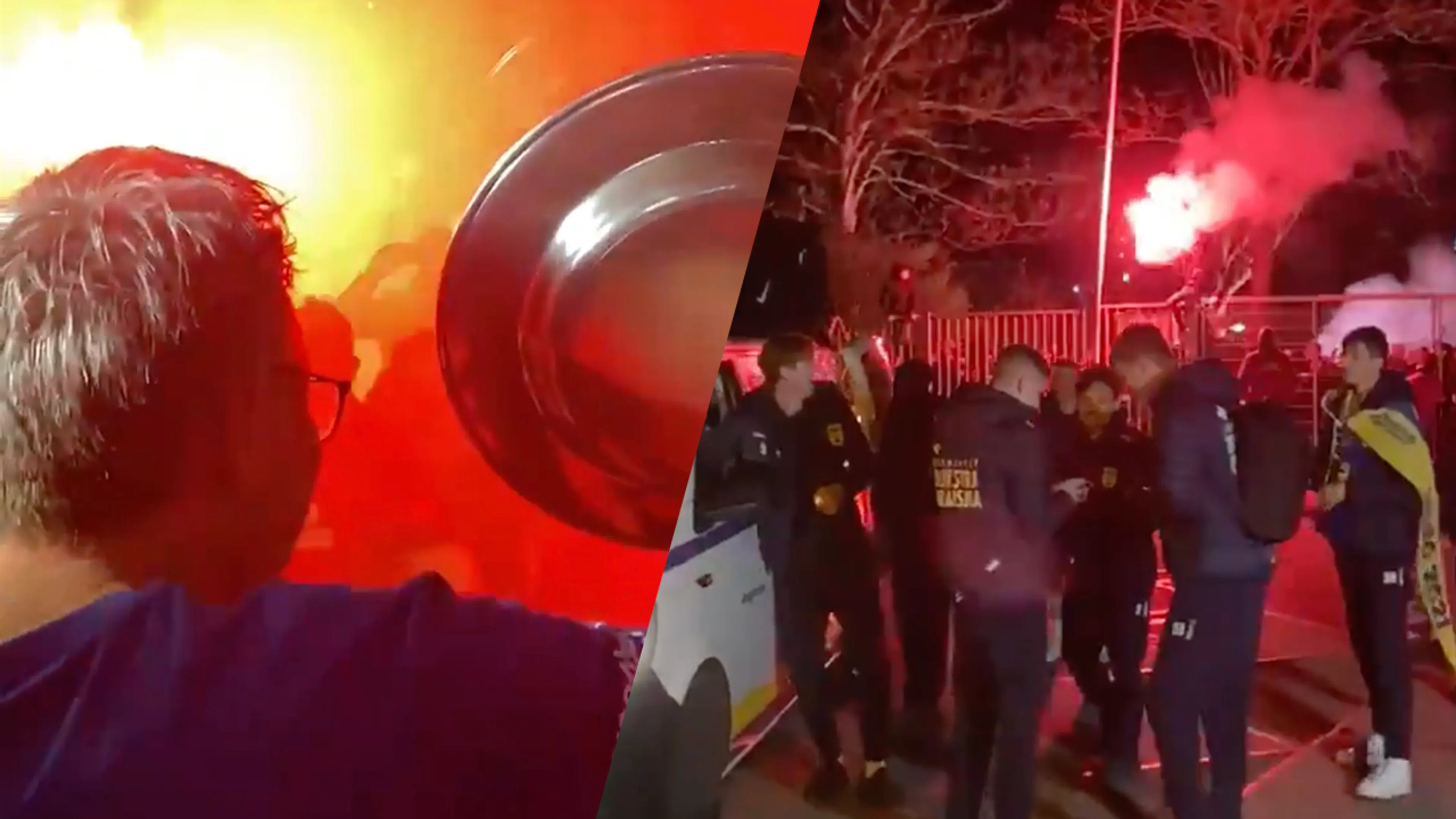 VIDEO: Meer dan honderd Cambuur-fans blijven tot na 2.00 wachten op spelersbus met vuurwerk