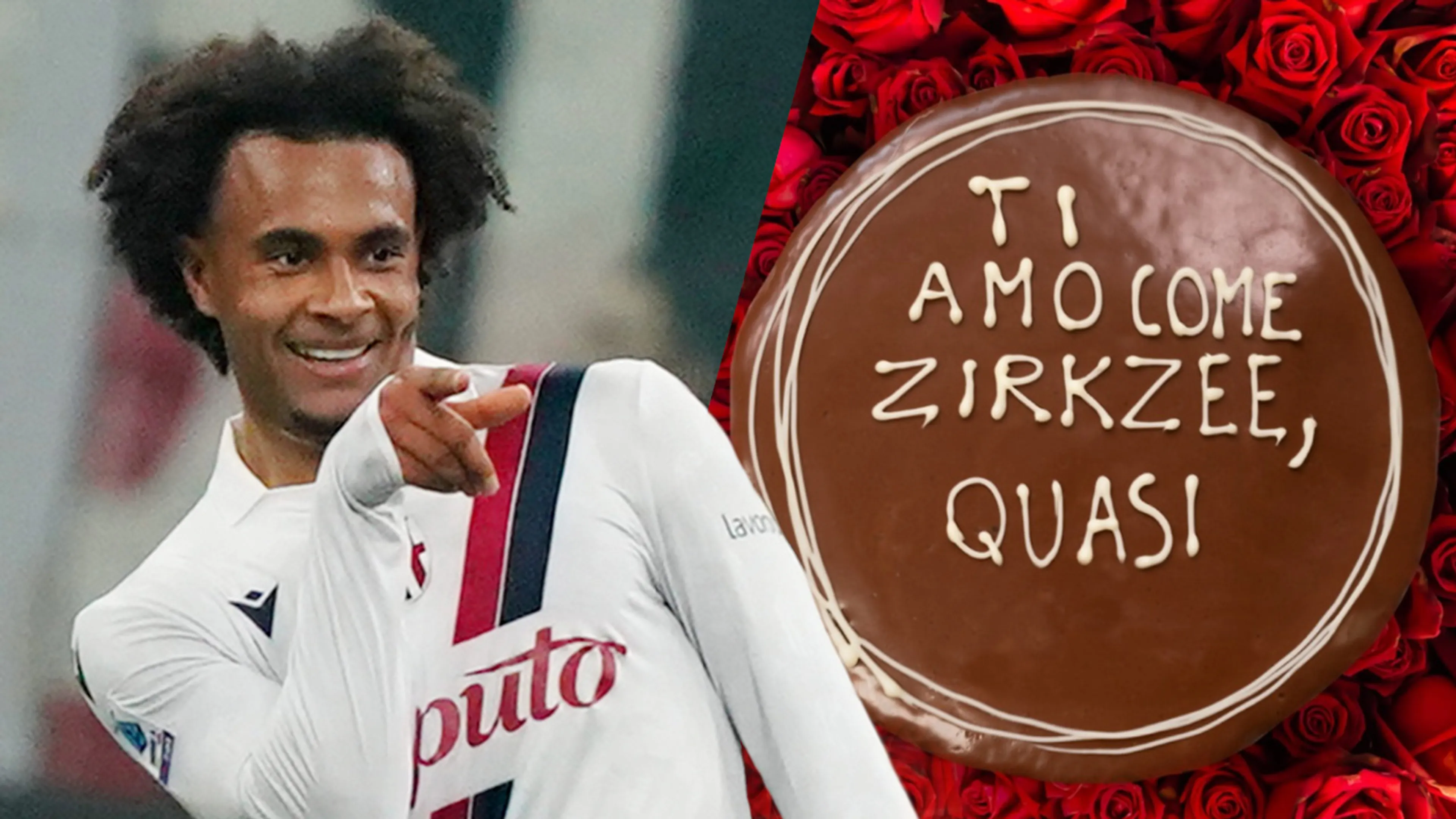 Bologna viert Valentijnsdag met speciale taart: 'Ik hou van jou, net zoals ik van Zirkzee hou'