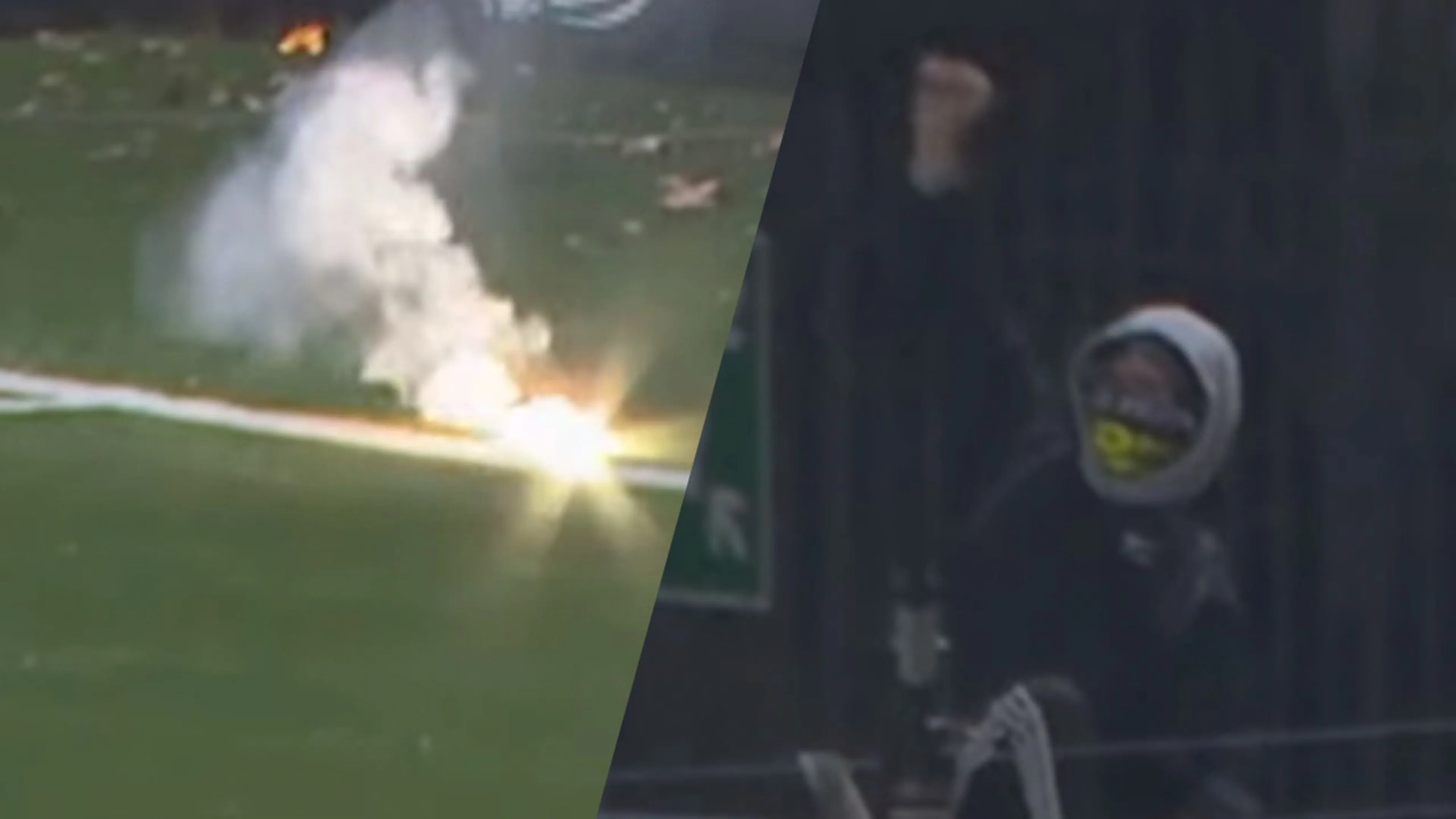 TOP Oss – ADO stilgelegd nadat iemand van buiten het stadion vuurwerk op het veld gooit