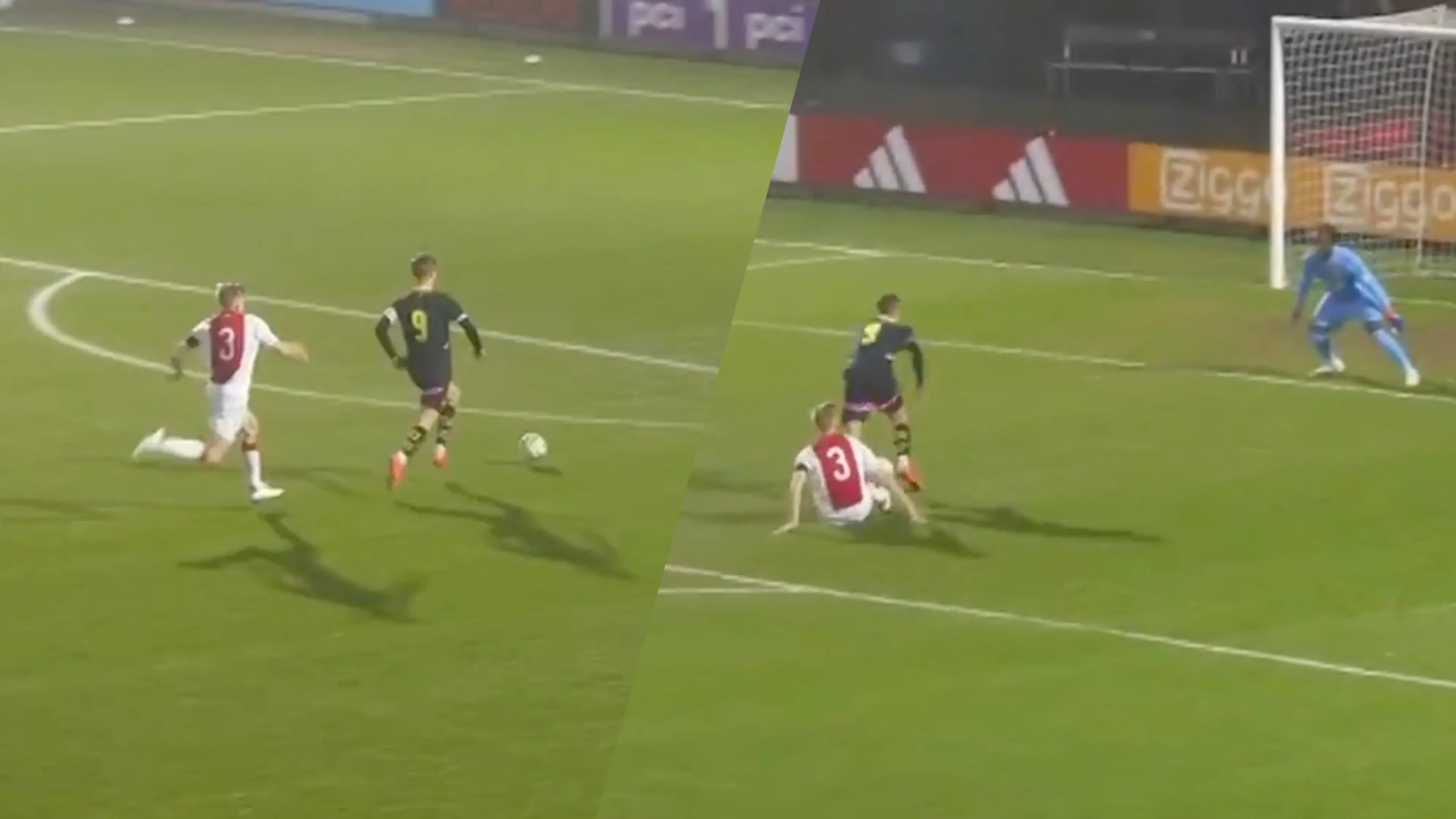 Verbazing om gele kaart na overtreding op doorgebroken speler bij Jong Ajax-Jong PSV