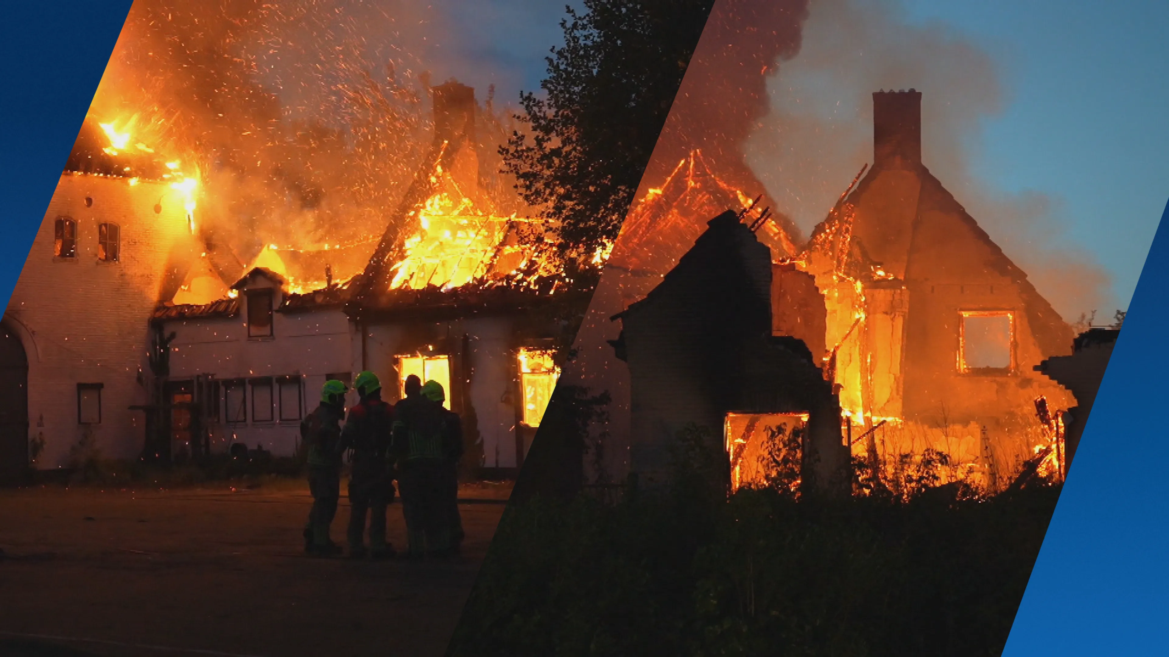 Woning en schuur in Hulten bijna volledig in de as door felle brand