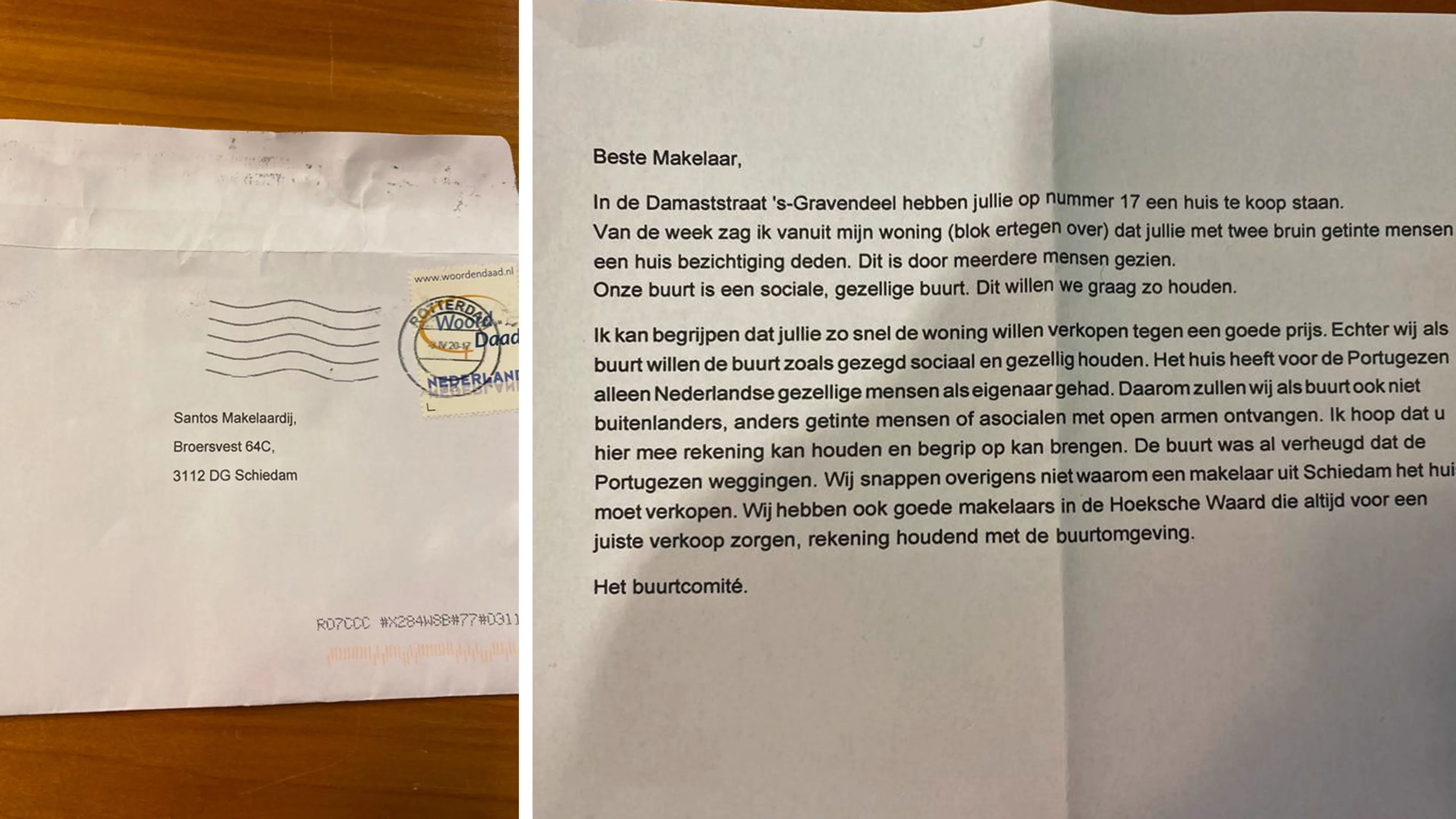 'Buurtcomité' in brief aan makelaar: 'Buitenlanders, anders getinten en asocialen niet welkom'