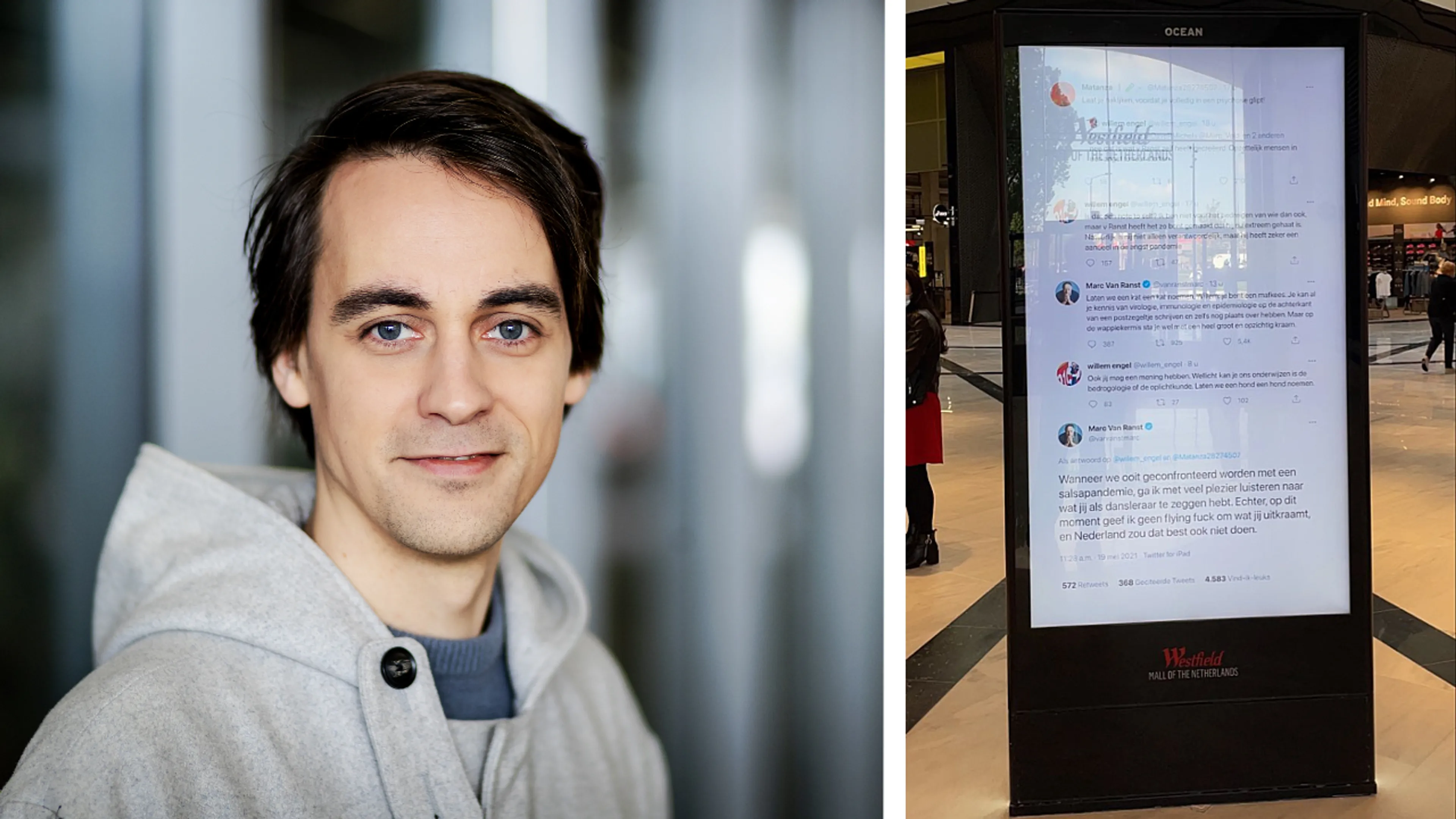 Twitterruzie tussen bedreigde viroloog en Willem Engel te zien op 2.000 reclameborden