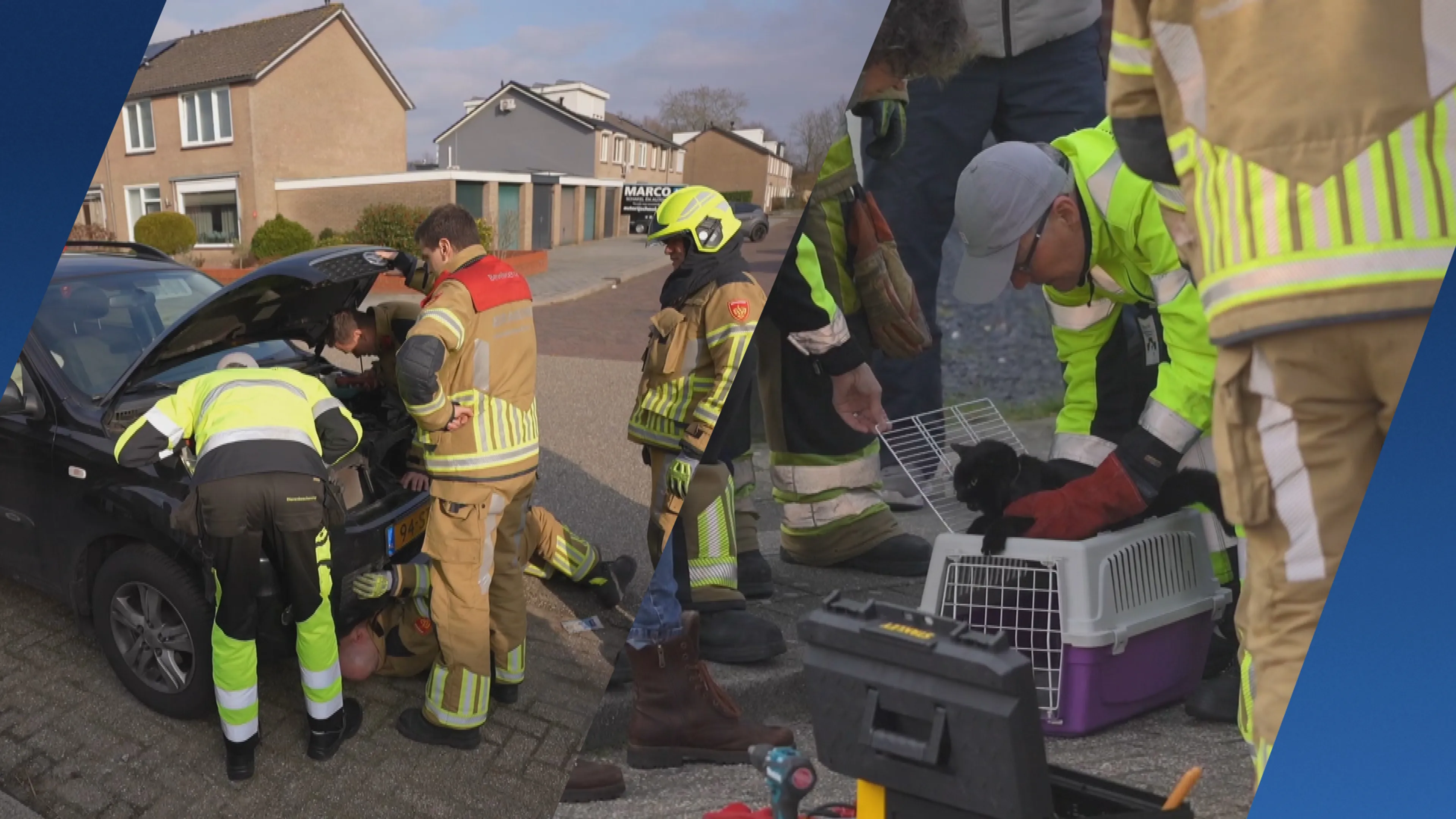 Kat klem in auto in Wijchen: brandweer sloopt delen los