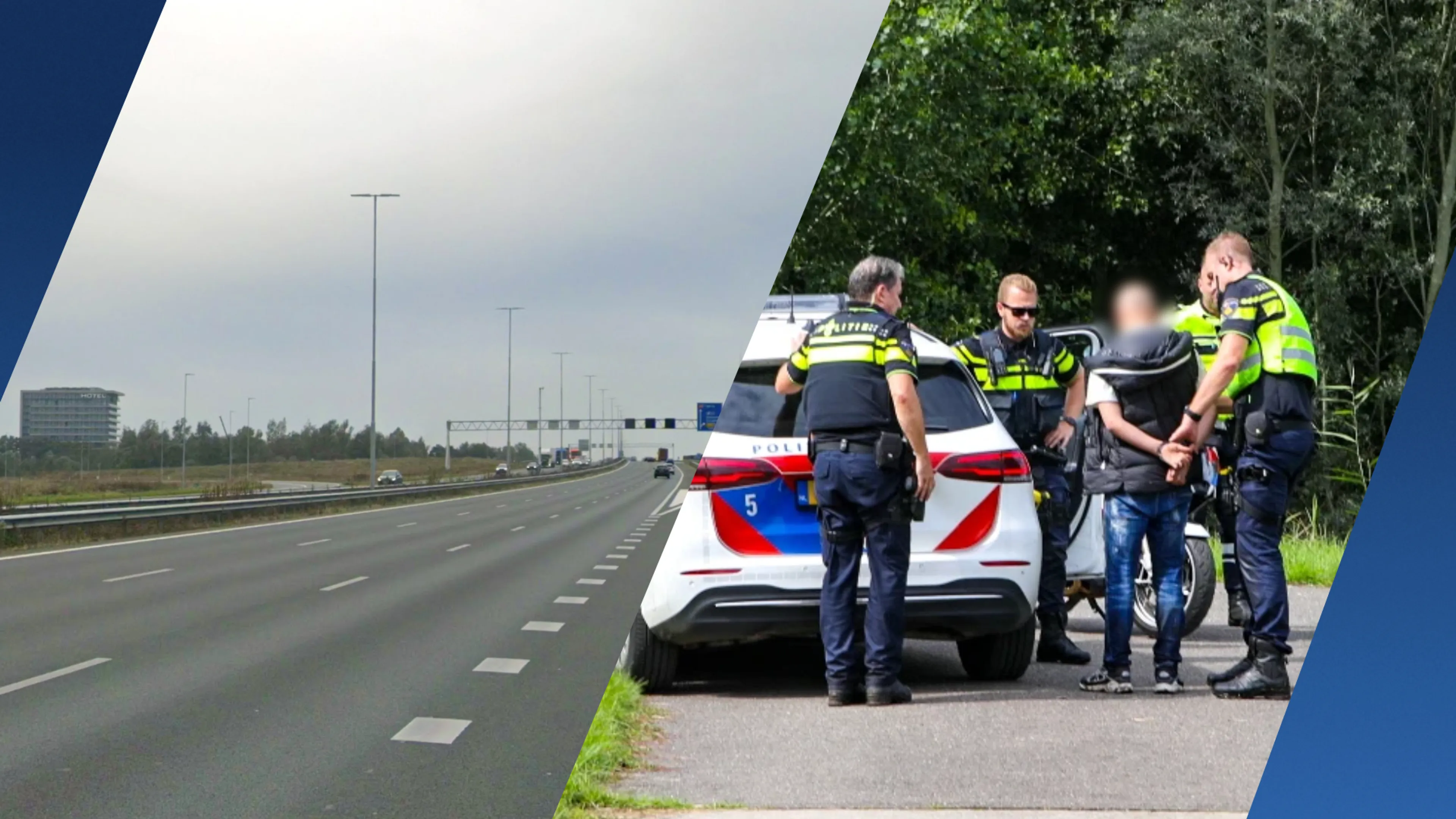 Schrik op A1: verdachten rennen snelweg over maar worden gepakt door politiehond