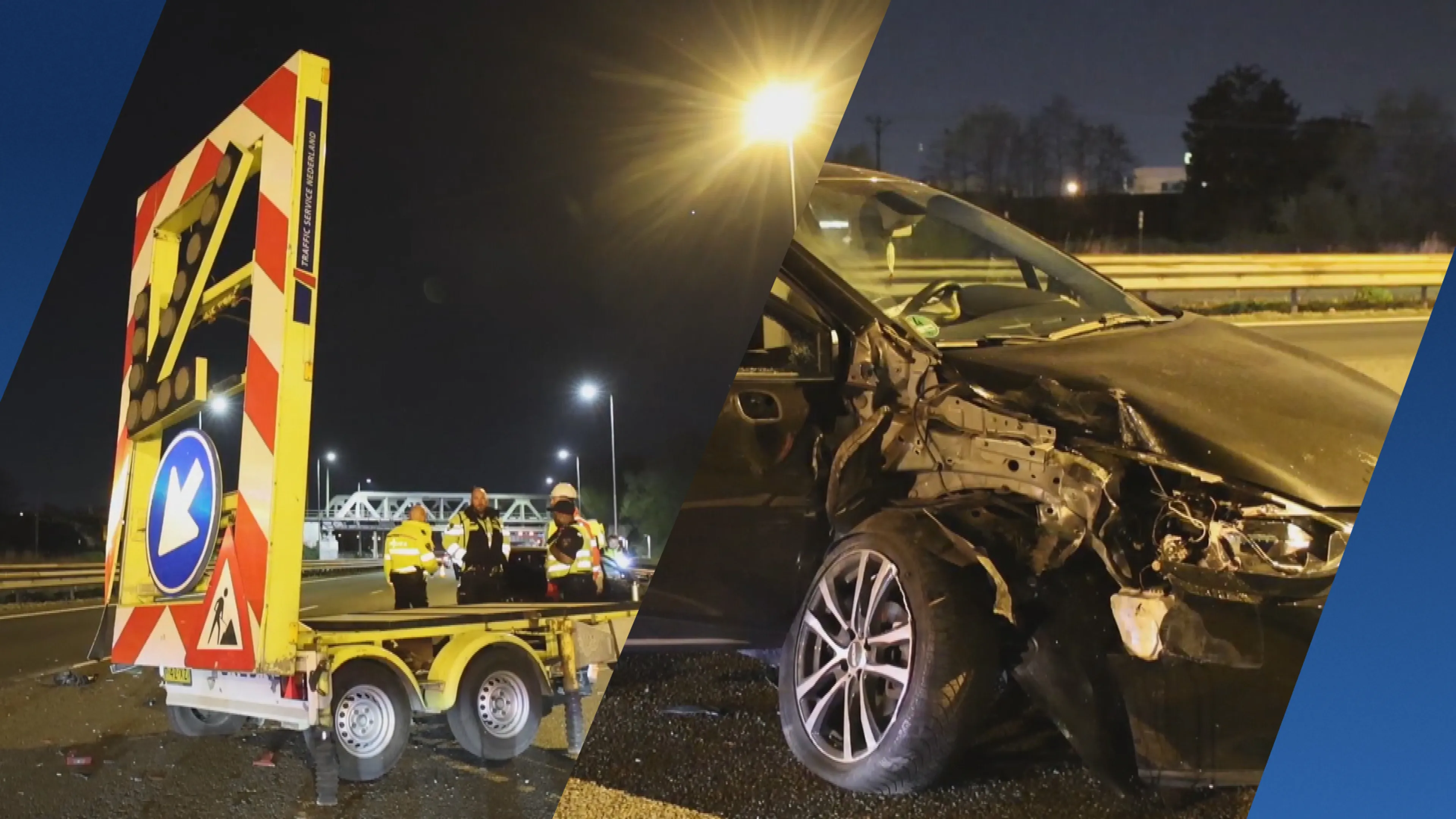 Pijlwagen geramd door beschonken bestuurder op A12
