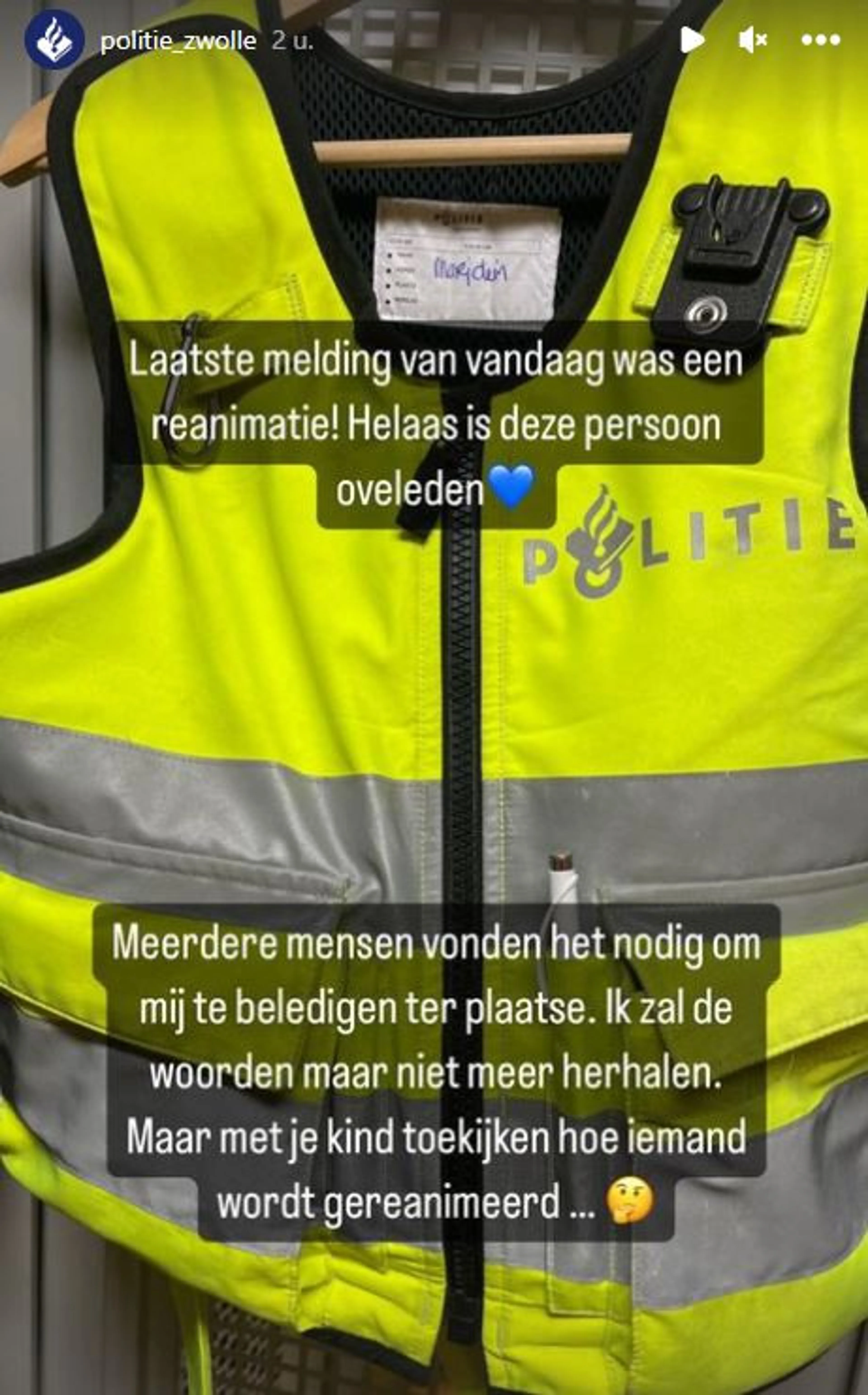 Agent Marjolein beledigd tijdens het reanimeren: 'Ik zal de woorden maar niet herhalen'