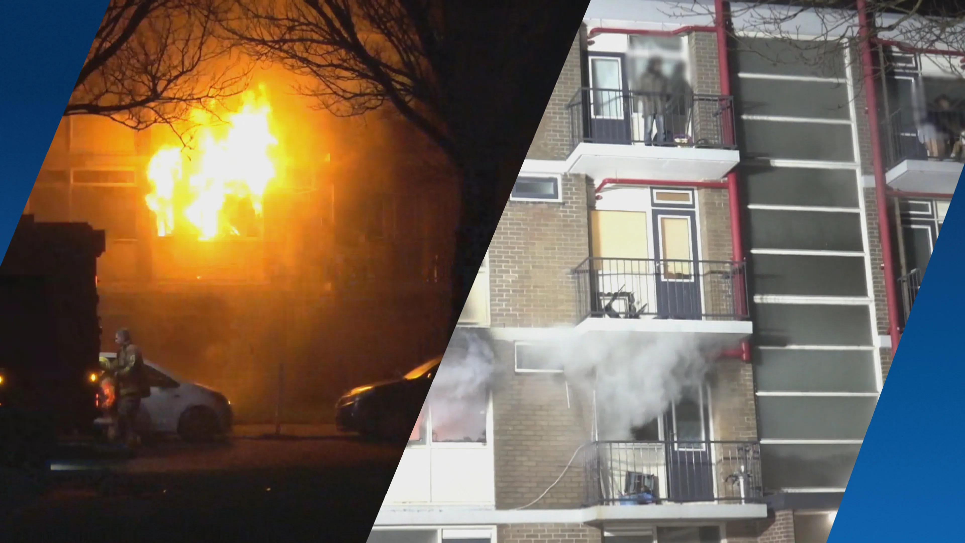 Grote brand in Den Helder: bewoners via hoogwerker van balkon gered